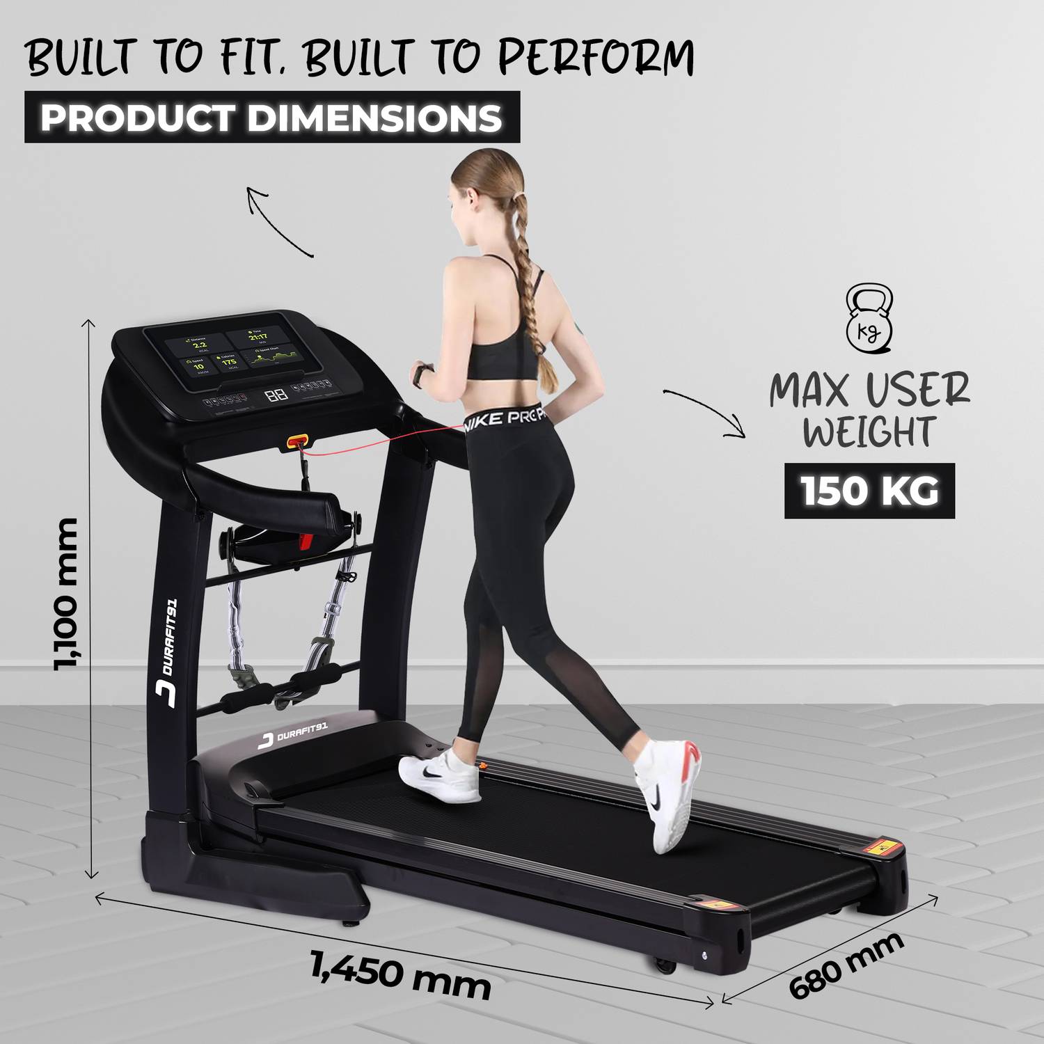 Durafit91 Velox Pro 6HP Peak 150Kg Treadmill - Image 2