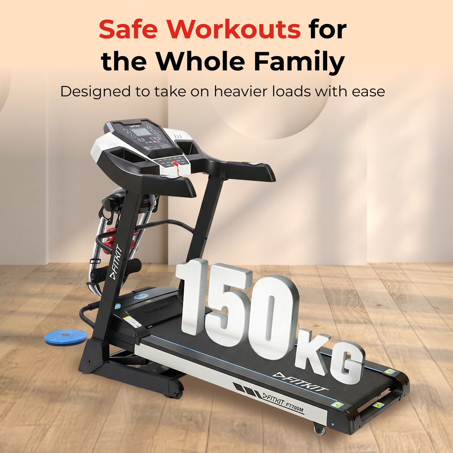 Image of FITKIT by Cult FT200M BLDC Motor (6.5 HP Peak) Treadmill Max Weight 150Kg Perfect for Home Use Treadmill (Max Weight:150 kg)