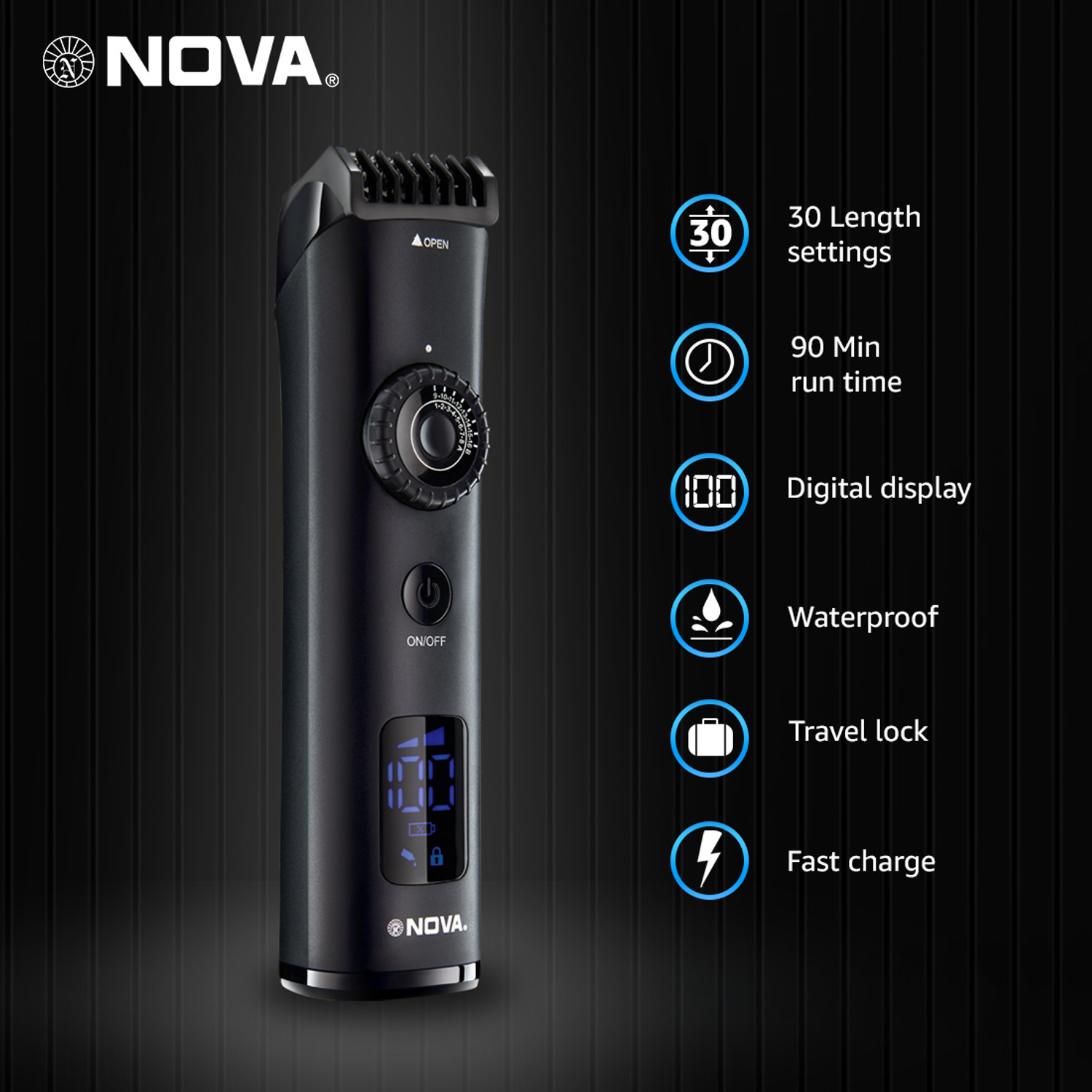 Image of NOVA NH 1057 Trimmer 90 min Runtime 40 Length Settings