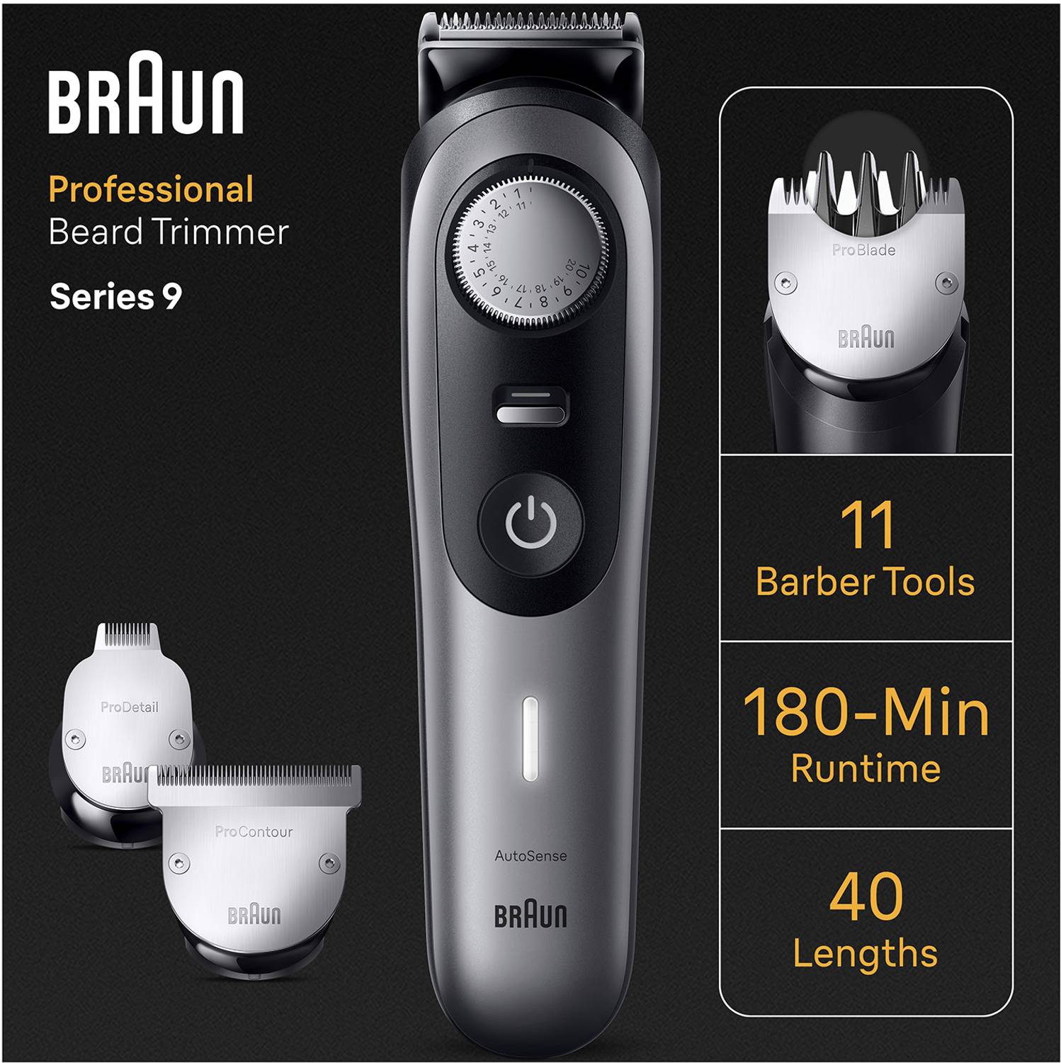 Braun All in One Trimmer for Men BT9420, Lifetime Sharp Metal
