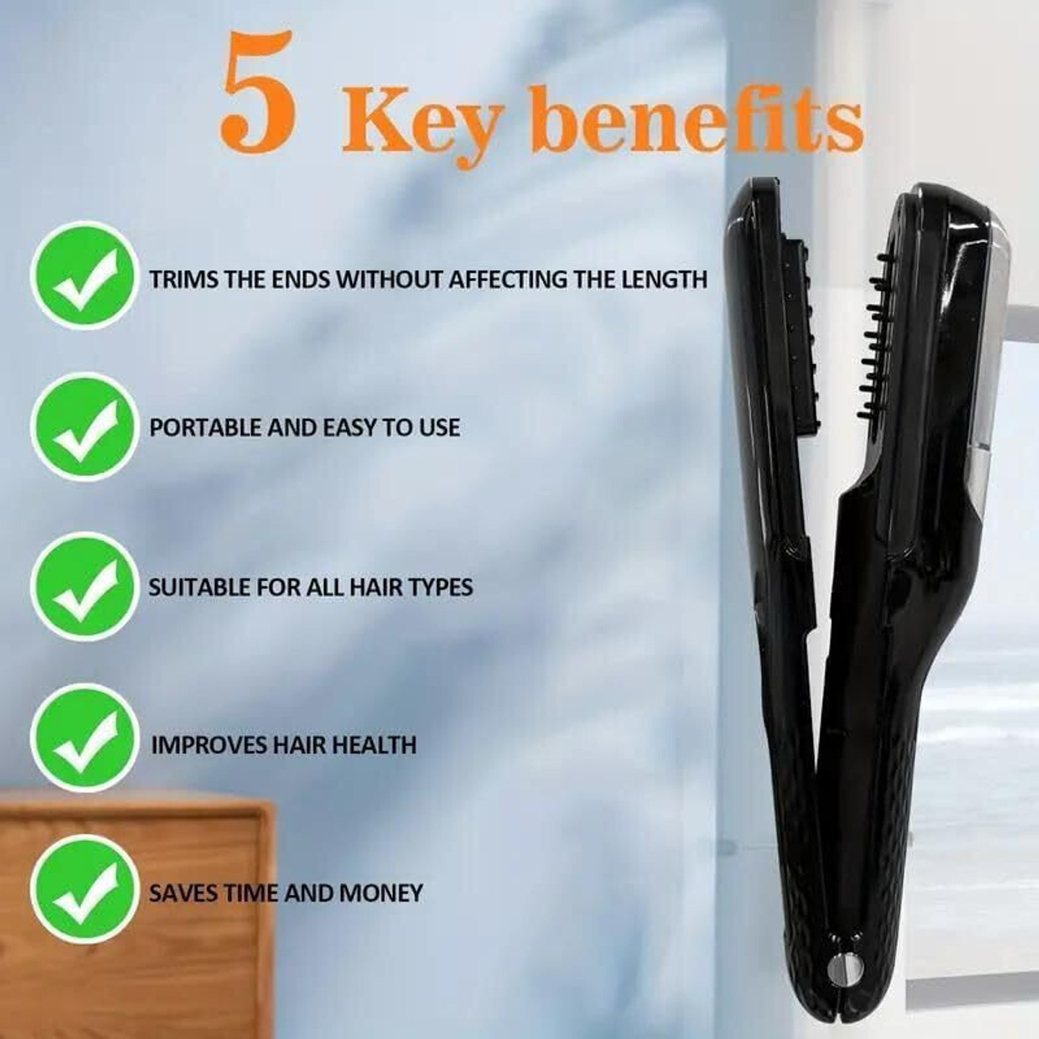 Image of sellastic Cordless Split End Hair Trimmer Machine ry, Damaged, Curly, Frizzy Hair Trimmer 30 min Runtime 2 Length Settings