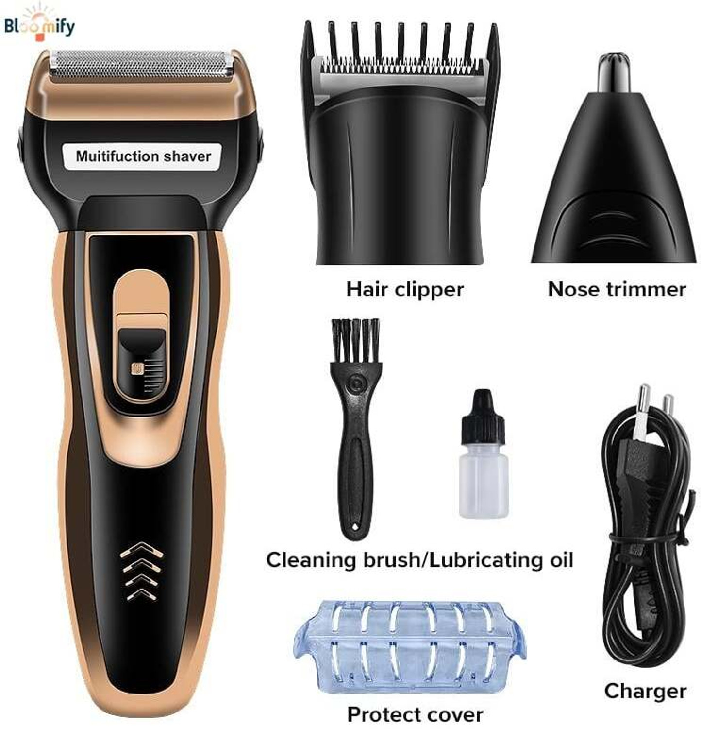 Image of BloomiFy TM 0312 3 IN 1 Multipurpose Trimmer for Men Shaver, Ear , Nose Trimmer 60 min Runtime 4 Length Settings