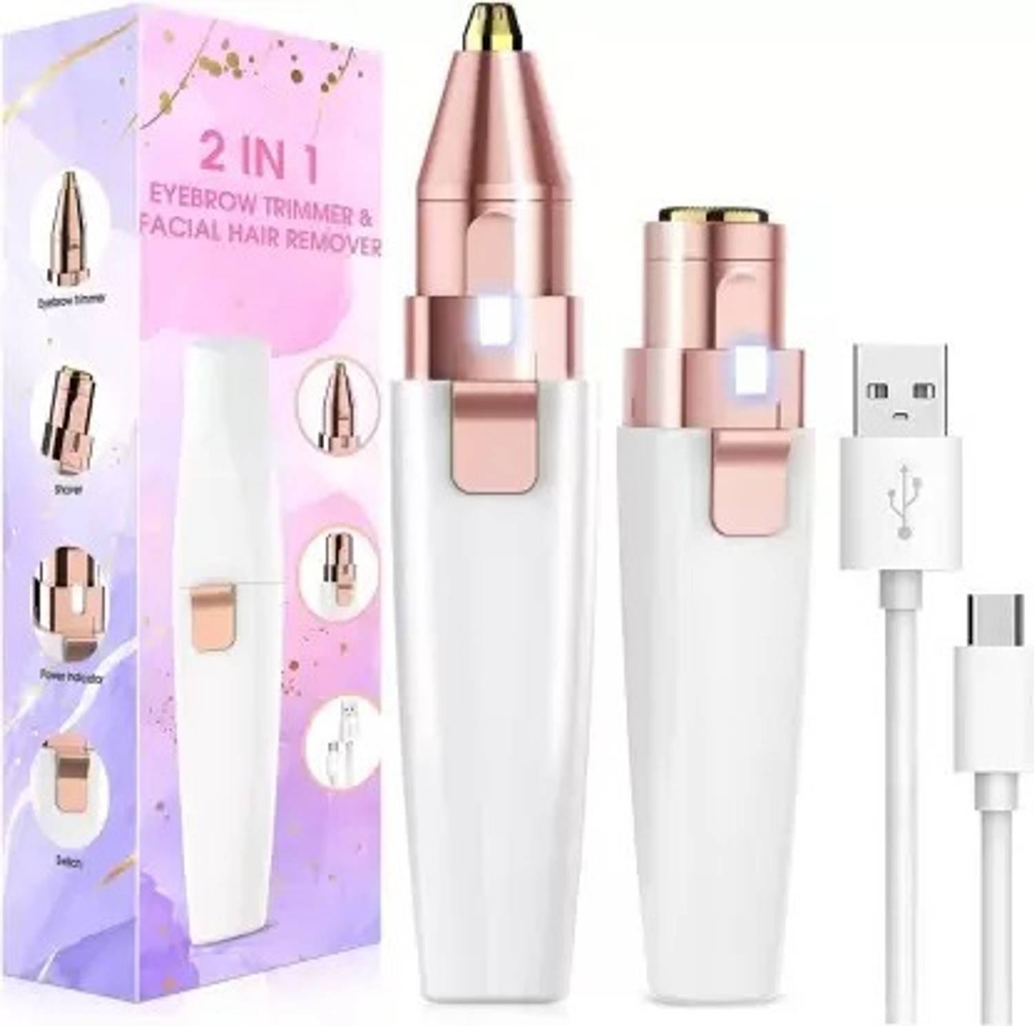 Maniya brothers 2 In 1 Eyebrow Trimmer and Painless Hair Remover women Face, Lips, Nose Shaver Trimmer 70 min Runtime 0 Length Settings