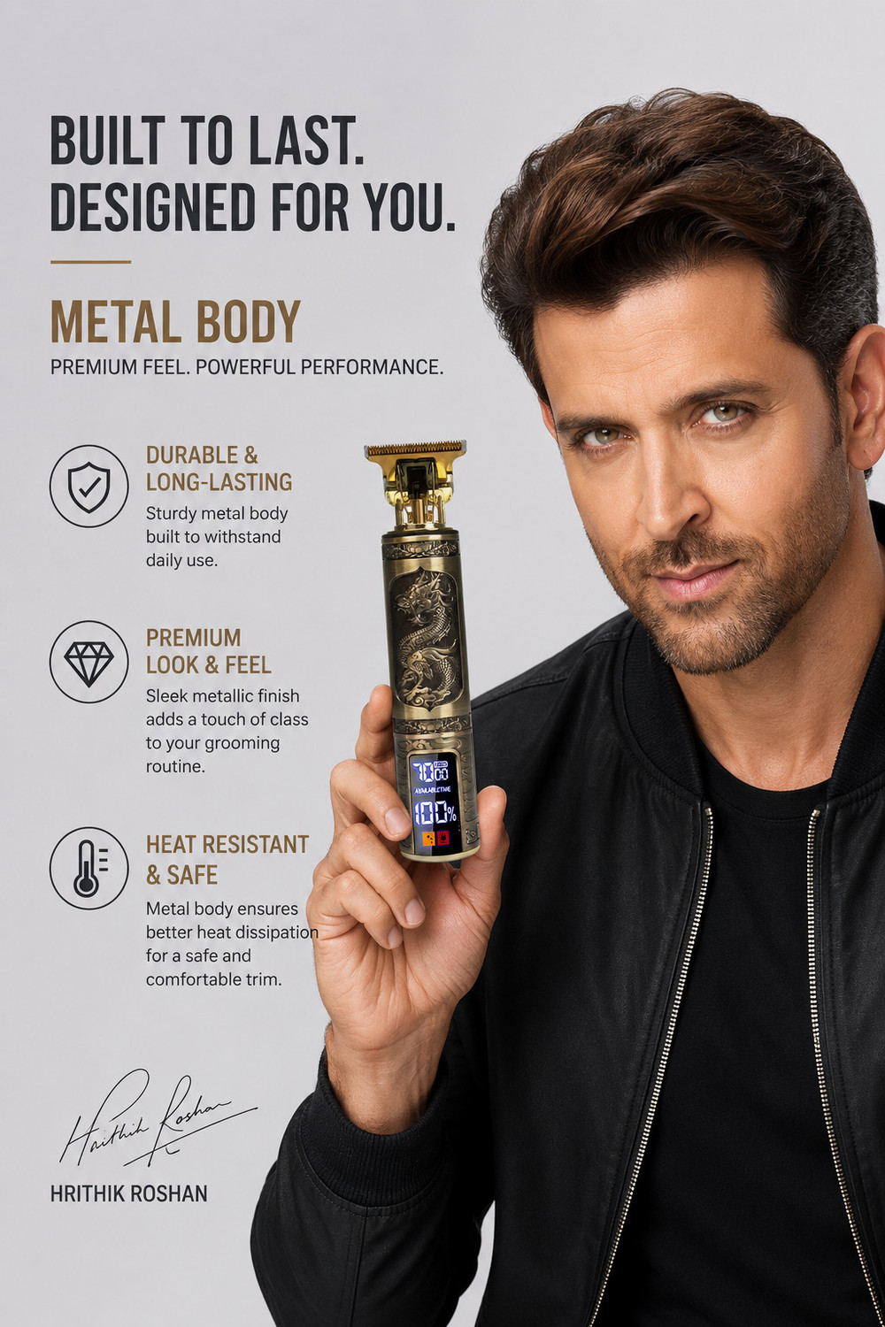 Image of VoltEdge Heavy Duty Metal Trimmer For Men Fully Waterproof Trimmer 200 min Runtime 5 Length Settings