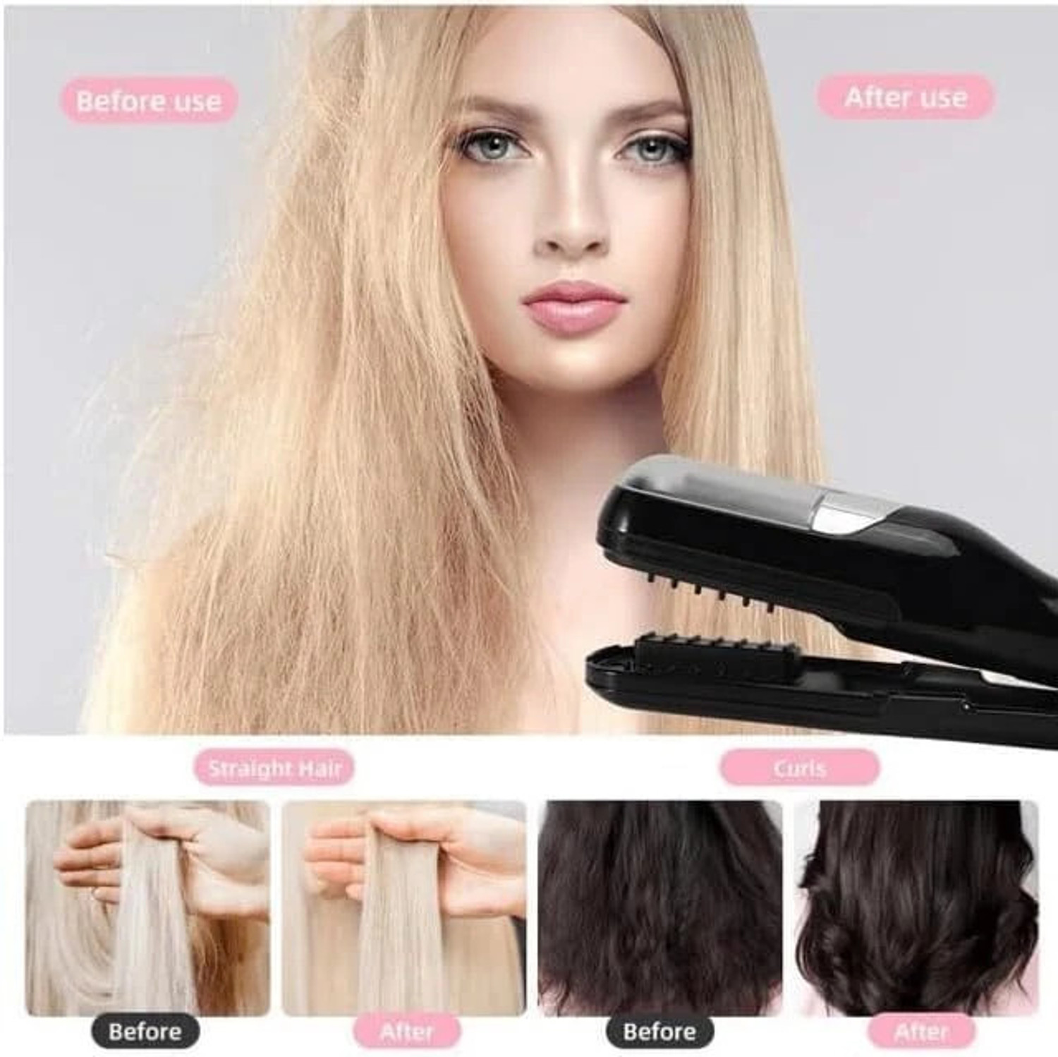 Image of sellastic Cordless Split End Hair Trimmer Machine ry, Damaged, Curly, Frizzy Hair Trimmer 30 min Runtime 2 Length Settings