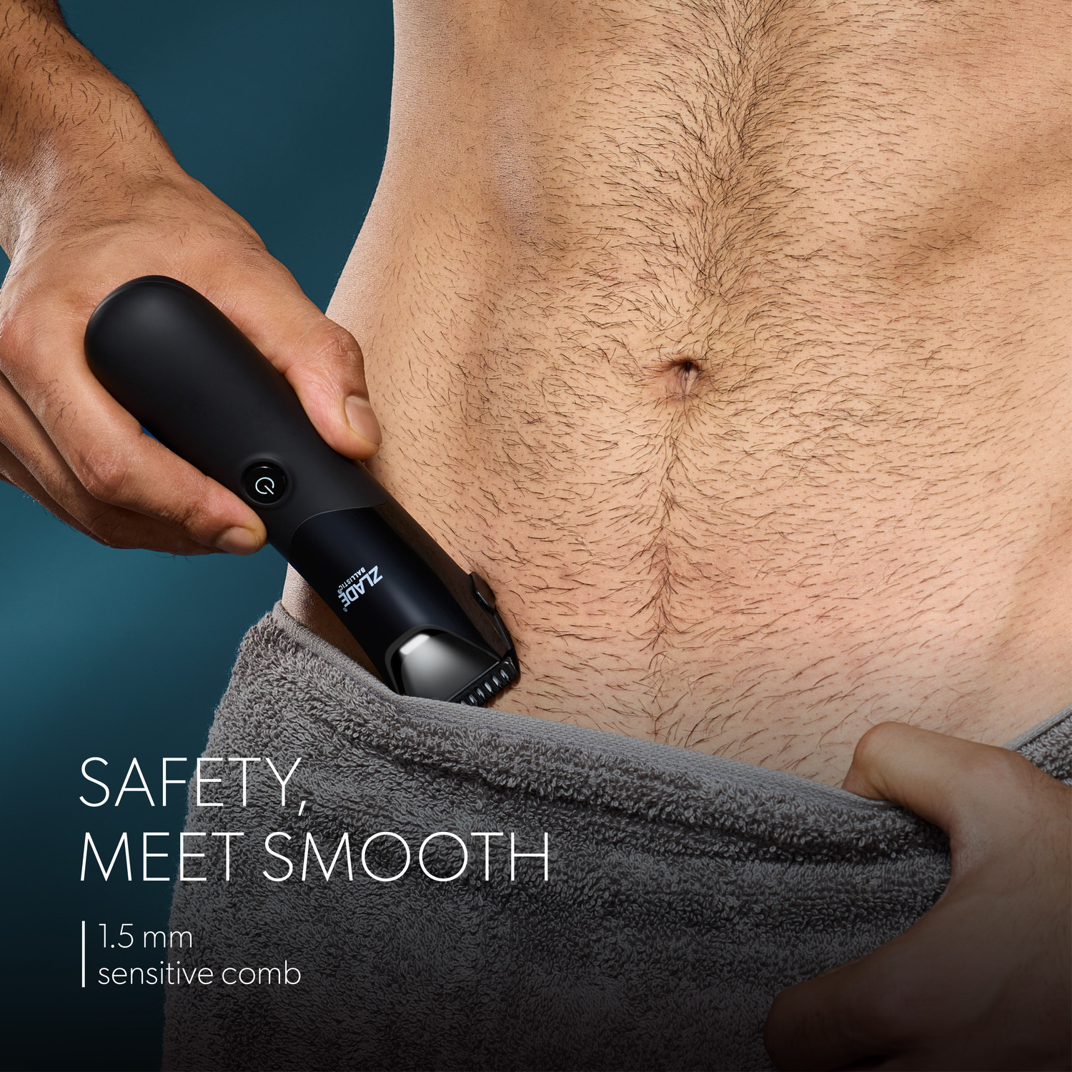 Image of Zlade Trimmer for Men | Beard, Body, Pubic Hair | AAA Cell Battery Fully Waterproof Body Groomer 120 min Runtime 4 Length Settings (Black)