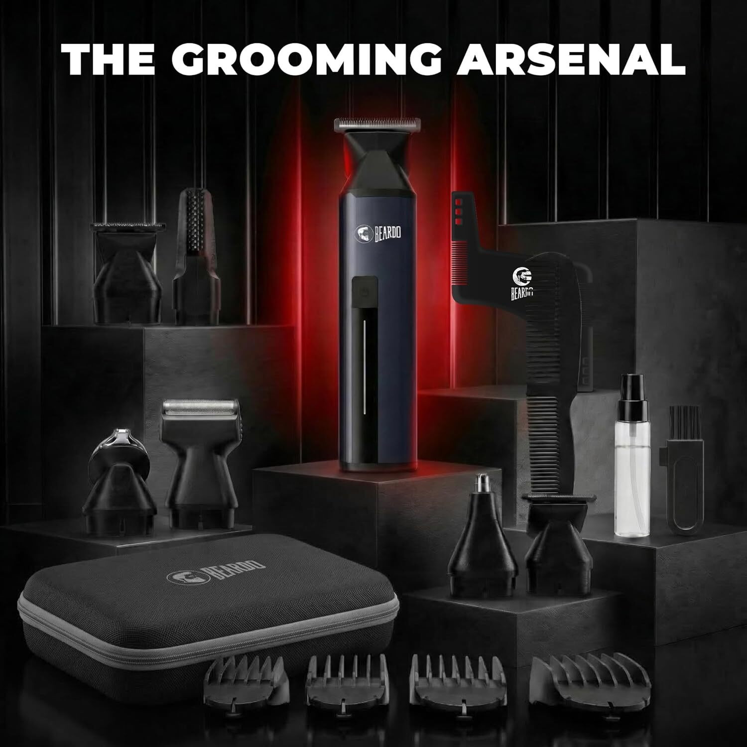 Image of BEARDO GODFATHER MULTI-GROOMING KIT All in One Full Body 13-in-1 Trimmer Fully Waterproof Trimmer 120 min Runtime 4 Length Settings