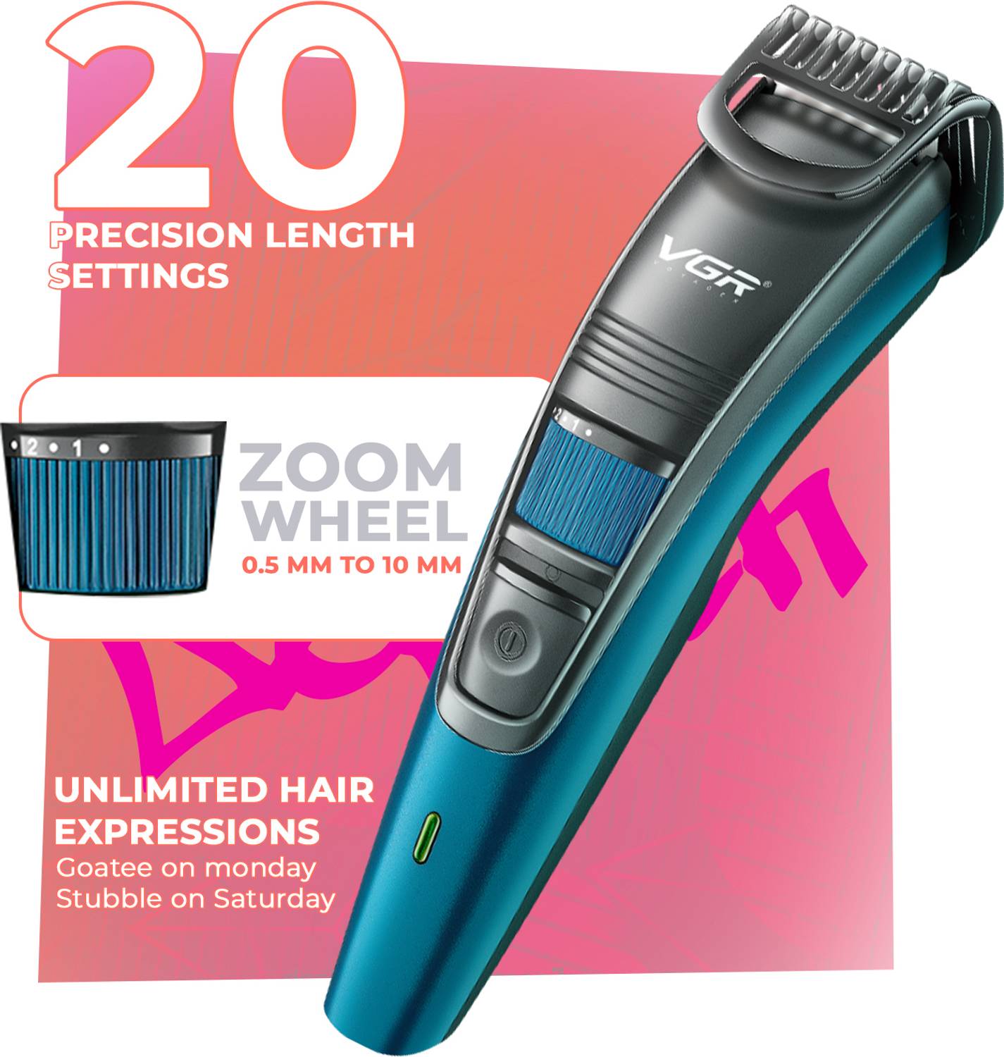 VGR V-052 Trimmer 120 min Runtime - Image 4