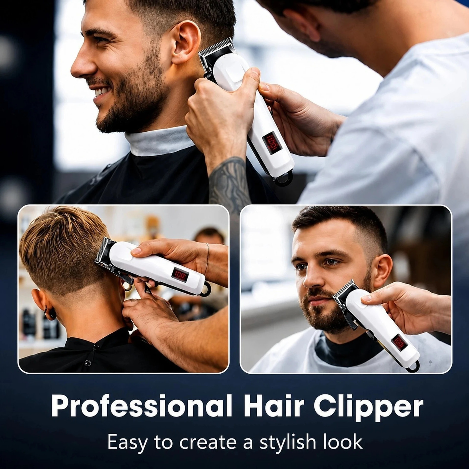 Image of RACCOON 809 Hair Clipper Machine with LED Display, Scissor, 4 Combs & USB Charging Fully Waterproof Trimmer 180 min Runtime 5 Length Settings