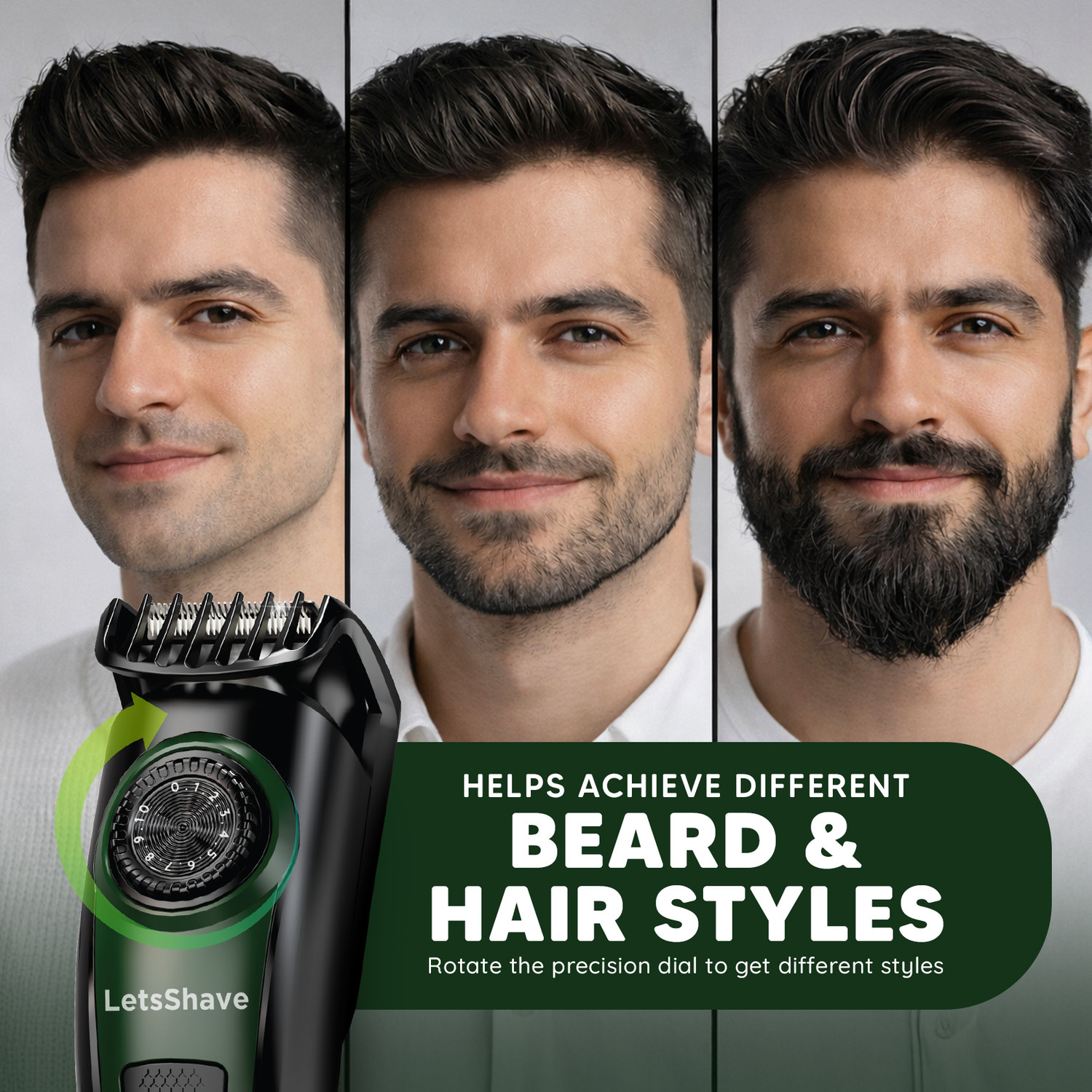 Image of LetsShave All-in-One Beard, Body & Head , 20 , Self-Sharpening Blade Fully Waterproof Trimmer 2 hrs Runtime 20 Length Settings