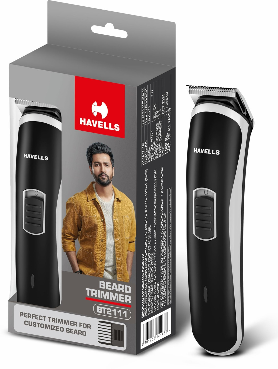 Image of HAVELLS TRIMMER BT 2111 Fully Waterproof Trimmer 45 min Runtime 5 Length Settings