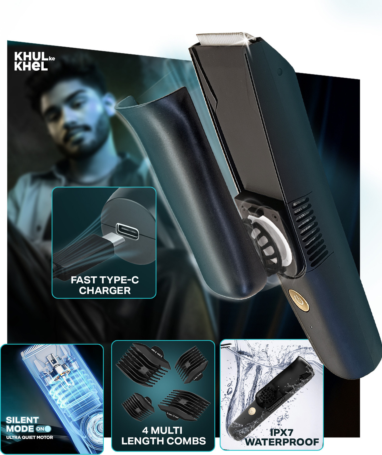 Image of BOMBAY SHAVING COMPANY AirGlide Full Body Trimmer With Vacuum Tech-Zero Mess Beard,Body,Balls Trimming Body Groomer 50 min Runtime 4 Length Settings