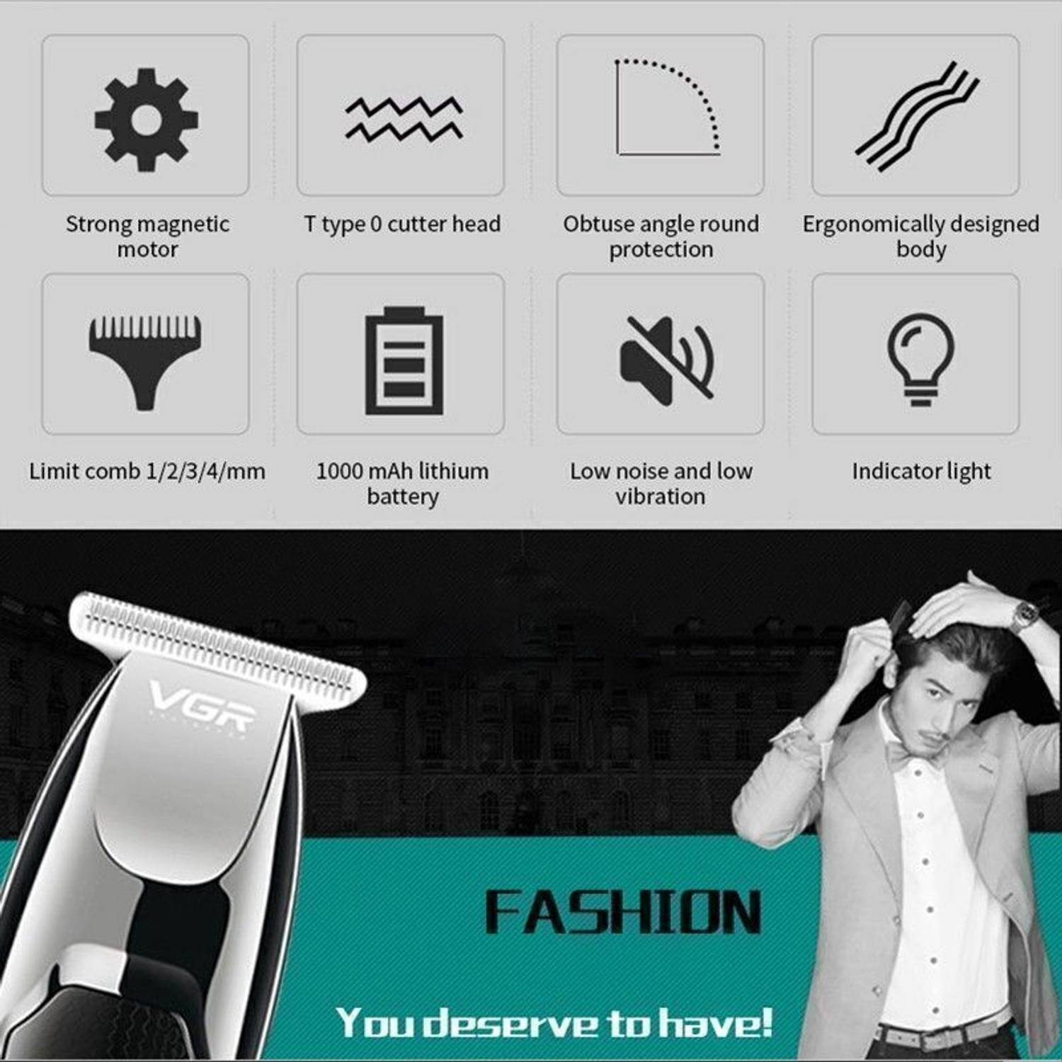 VGR V-030 Professional Hair Trimmer Body Groomer - Image 5