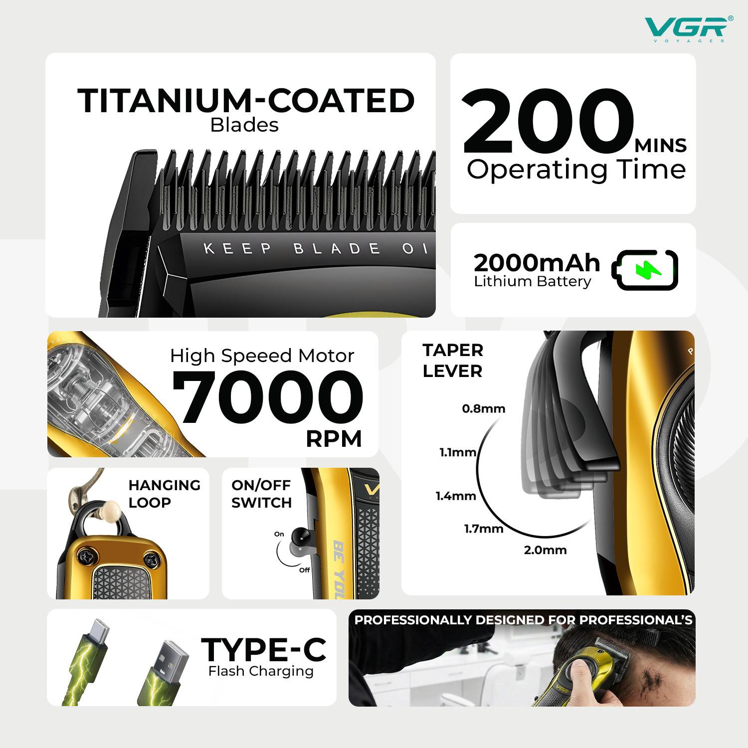 VGR VL-786 Professional Hair Clipper Trimmer - Image 2