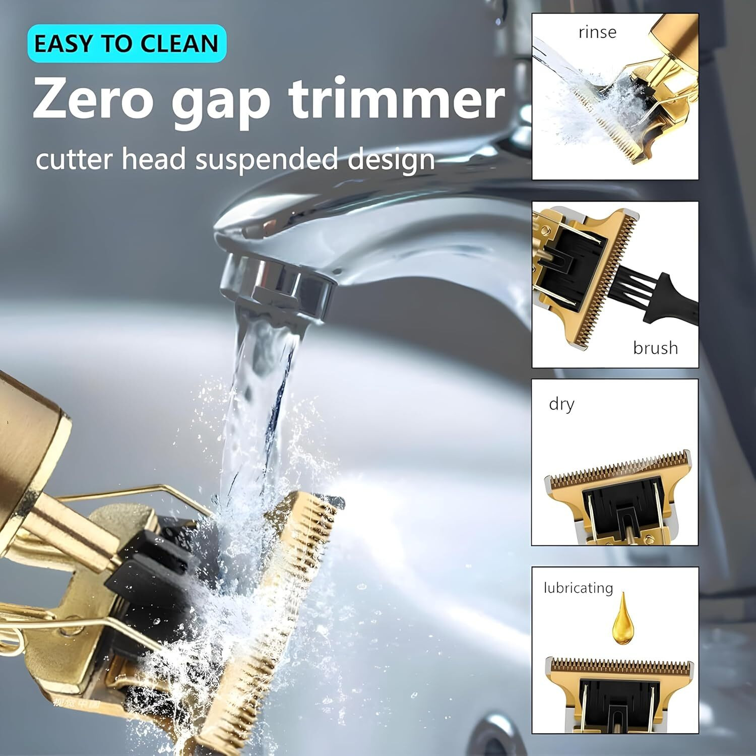 Image of Arrom Pro+ Wireless Trimmer, Multiple Combs, Shaver, Beard Quality Professional Golden Trimmer 120 min Runtime 4 Length Settings