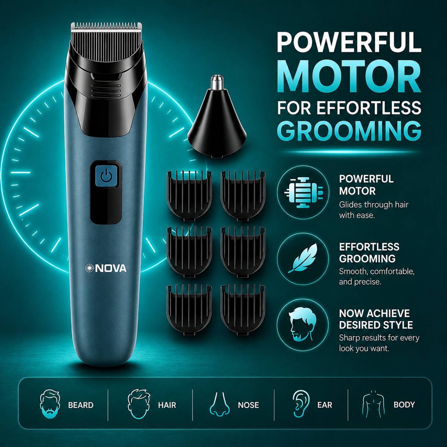 NOVA NG 1142 Hair Trimmer 150 min Blue - Image 3