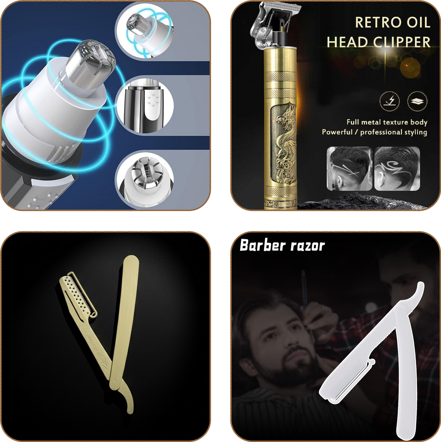 Image of Virth 2 PCS Hair Razor Men's Ear & Nose Hair Remover Mini Trimmer & Men's Hair & Beard Trimmer 120 min Runtime 0 Length Settings (Multicolor)