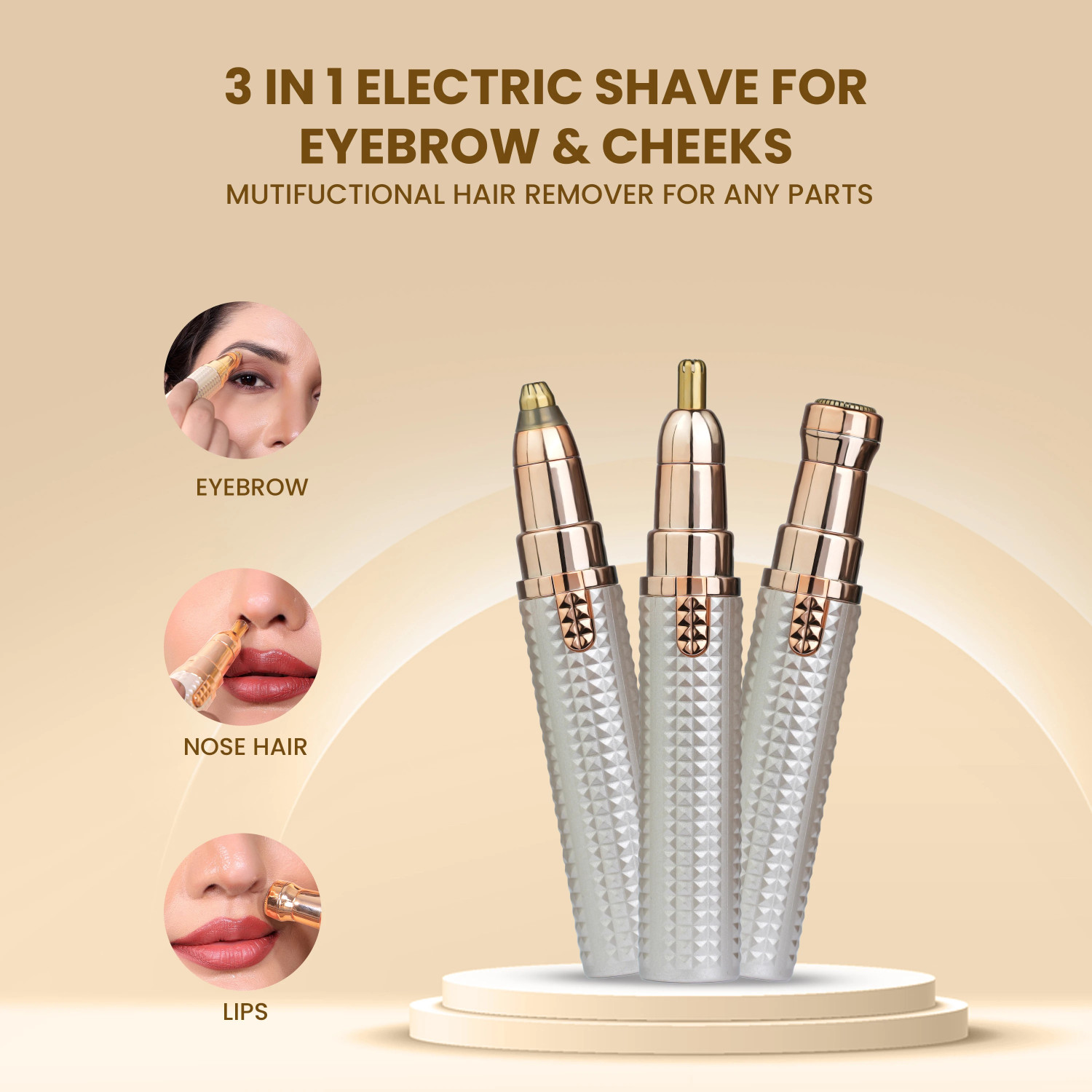 Image of AELENCY Rechargeable 3 IN 1 Eyebrow Trimmer for Women, Eyebrow, Face, Nose Hair removal IPL Laser Hair Remover