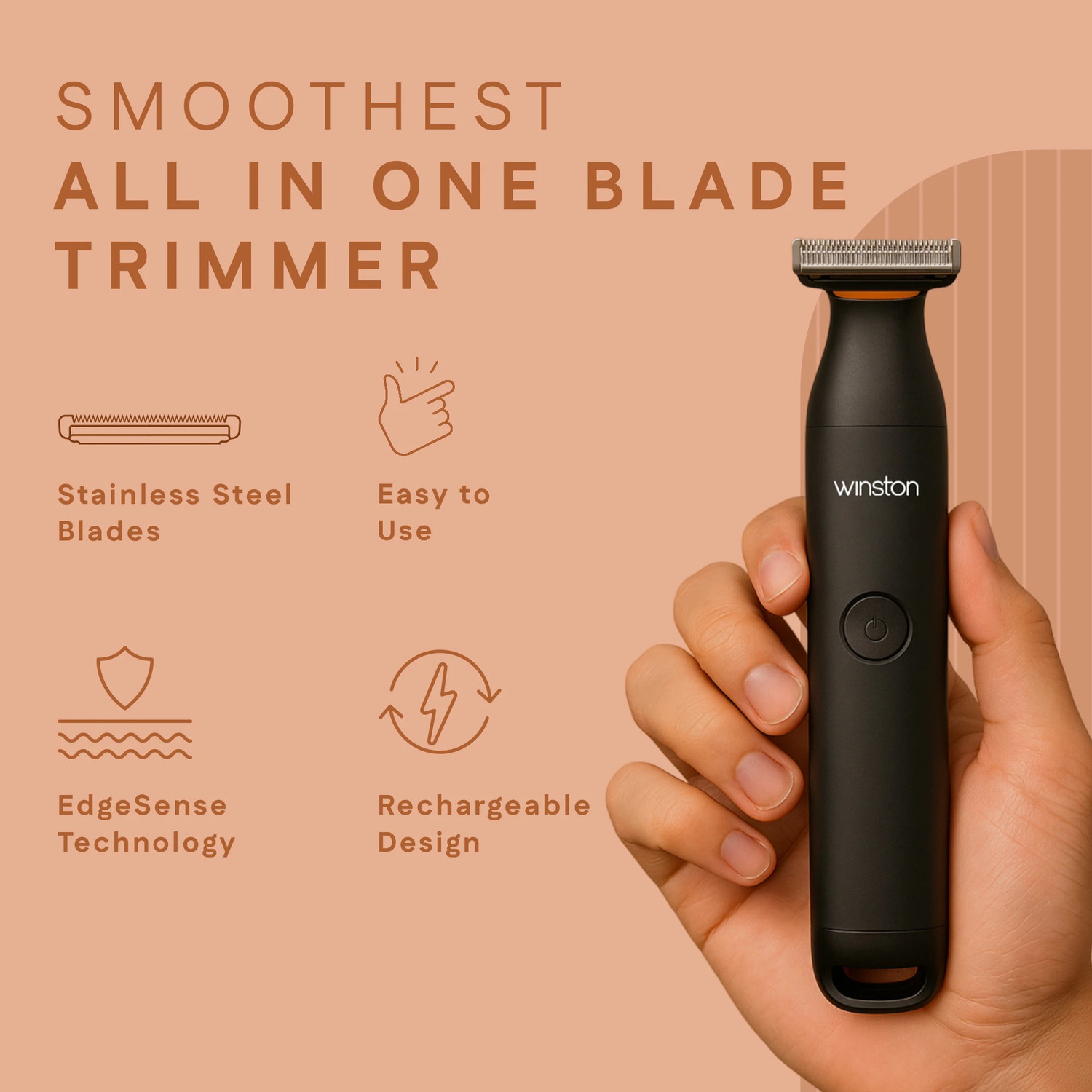 Image of Winston Rechargeable All In One Blade Trimmer for Men Hybrid Trim Edge Shave Fully Waterproof Body Groomer 90 min Runtime 2 Length Settings