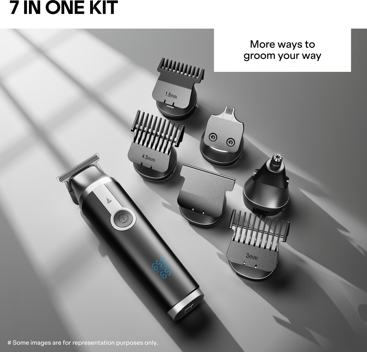 Image of boAt Slazer K100 Fully Waterproof Grooming Kit 180 min Runtime 4 Length Settings