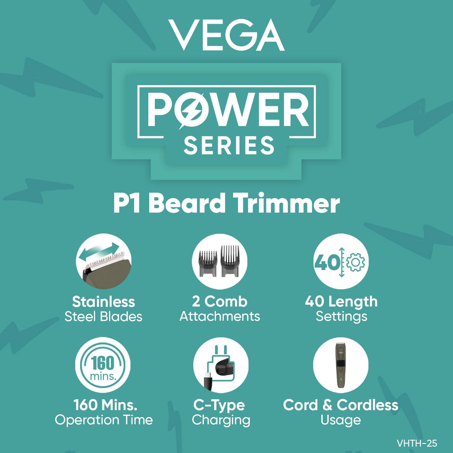 VEGA Power Series P-1 Beard Trimmer 160 min - Image 2