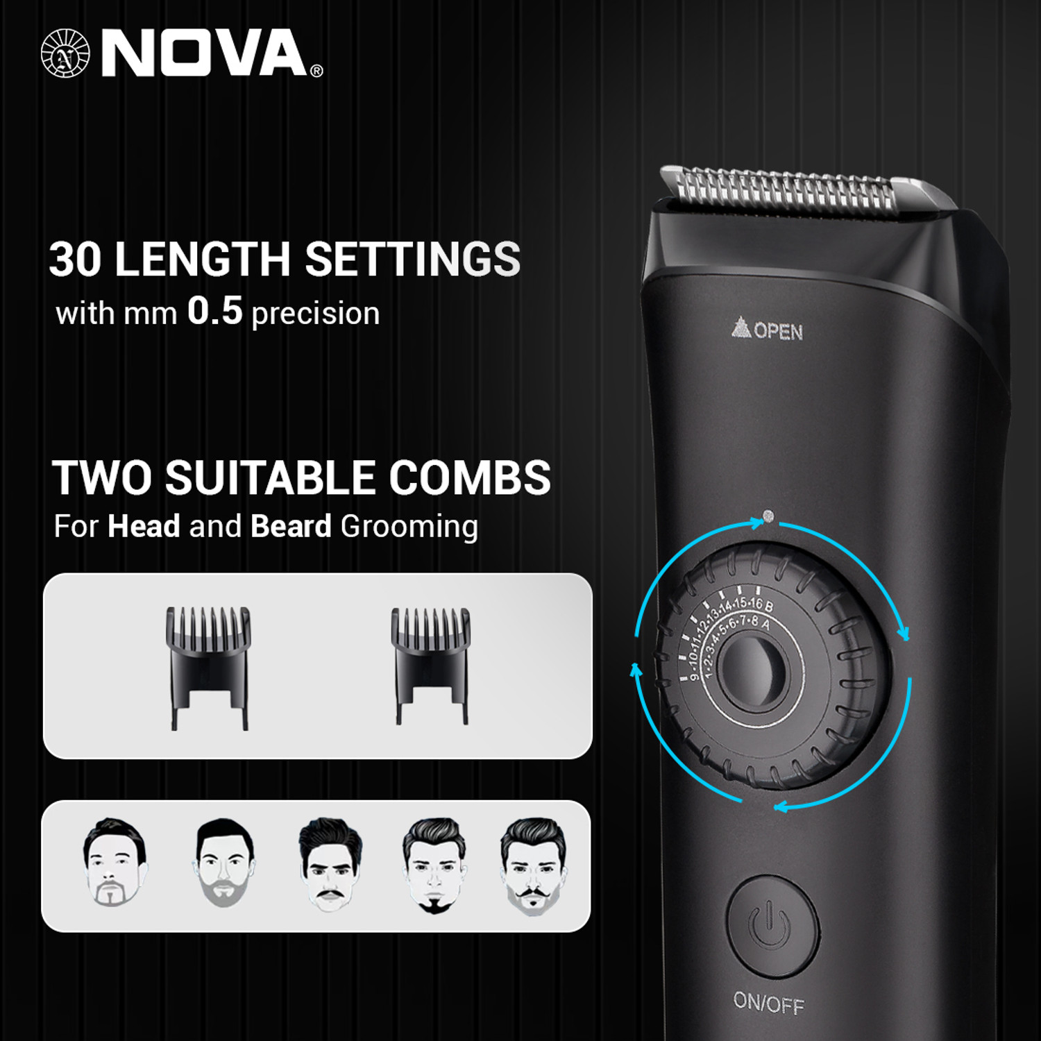 Image of NOVA NH 1057 Trimmer 90 min Runtime 40 Length Settings