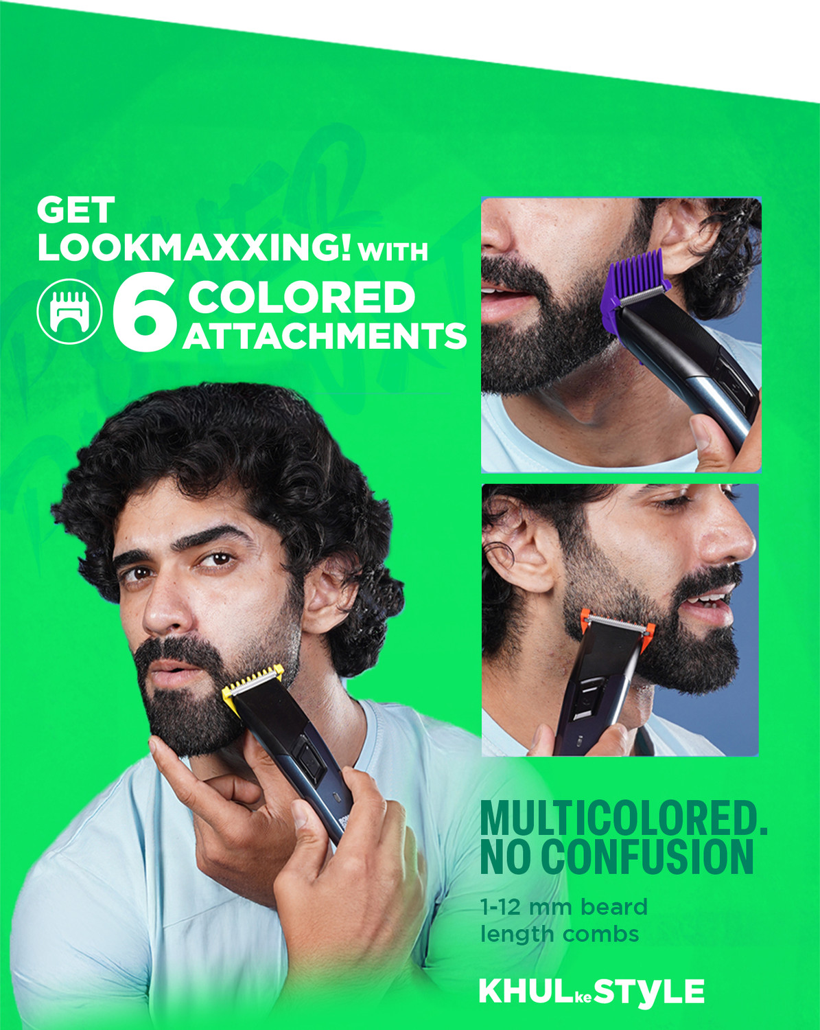 Image of BOMBAY SHAVING COMPANY Power Play NXT 9 Weeks of trim, 90 mins run time, Type C, Self sharpening blades Fully Waterproof Trimmer 90 min Runtime 6 Length Settings (Blue)