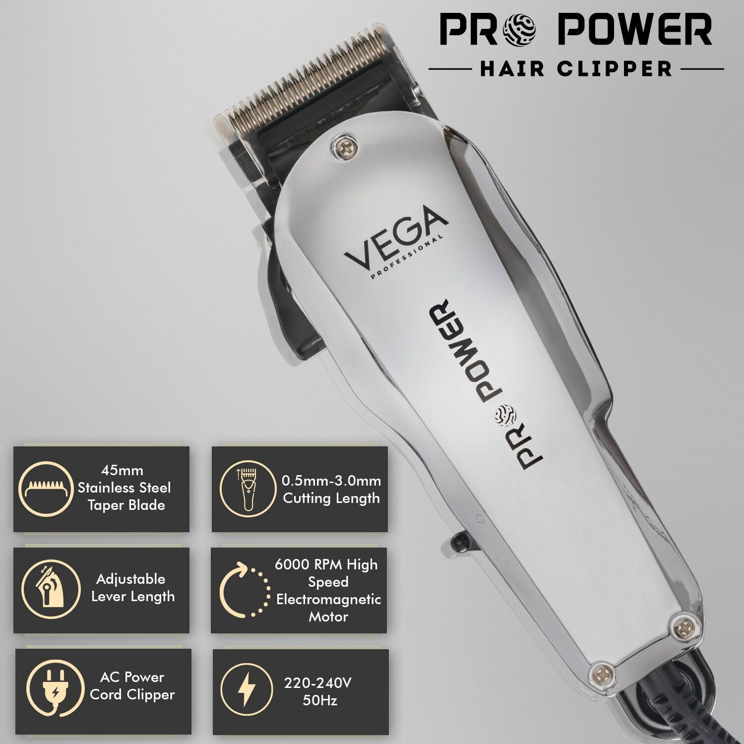 Image of Vega Professional VPMHC-02 Fully Waterproof Trimmer 0 min Runtime 2 Length Settings