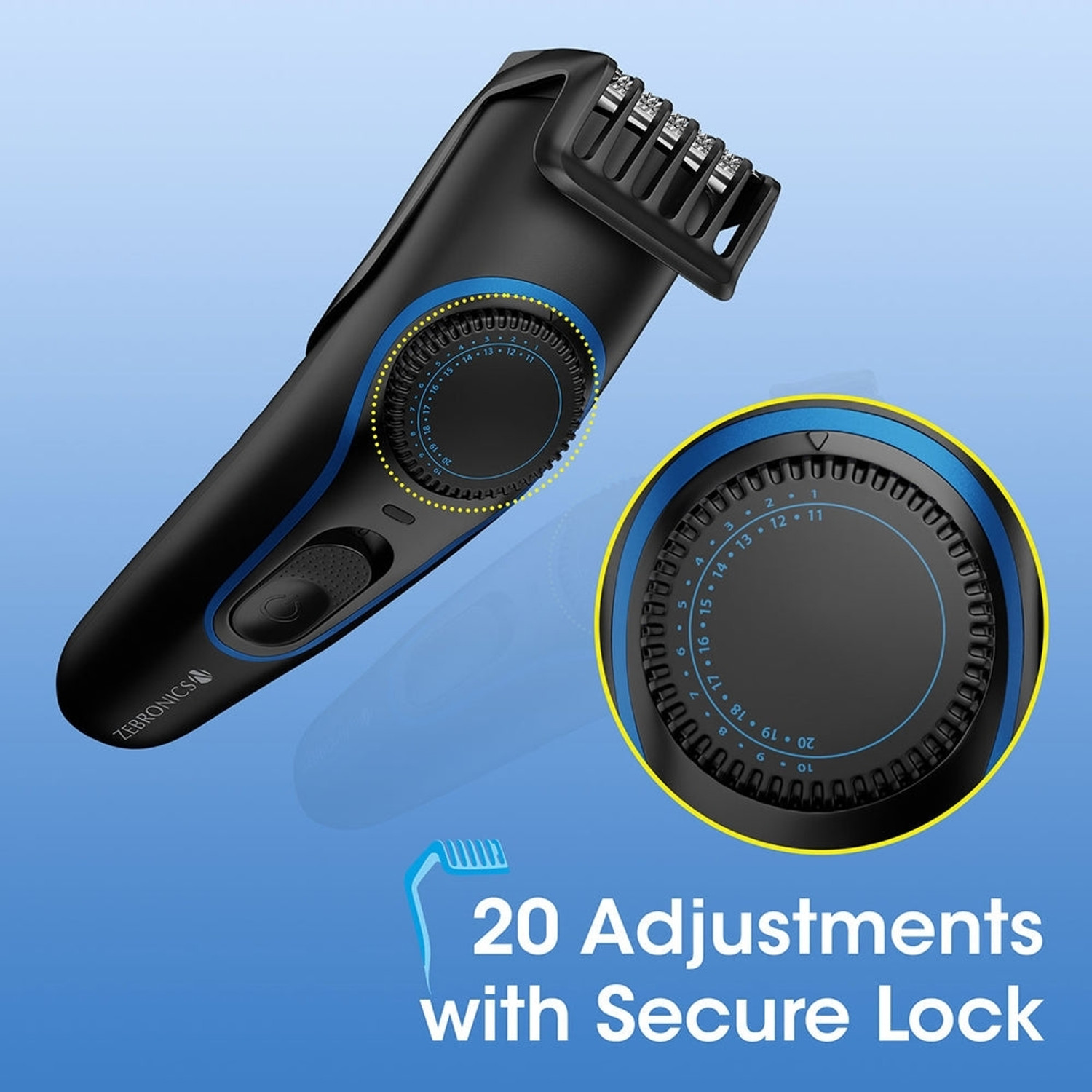 Image of ZEBRONICS Zeb HT100 Trimmer 45Min Cordless Use, 2 Guide Combs Trimmer 45 min Runtime 1 Length Settings