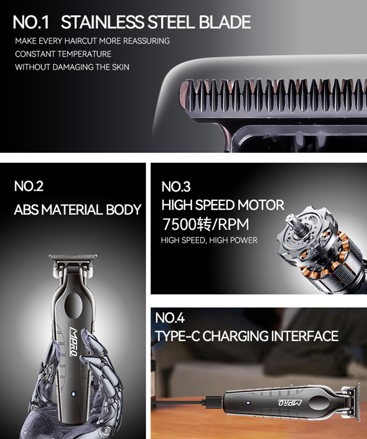Image of MPRO MP-2299 Trimmer 180 min Runtime 3 Length Settings