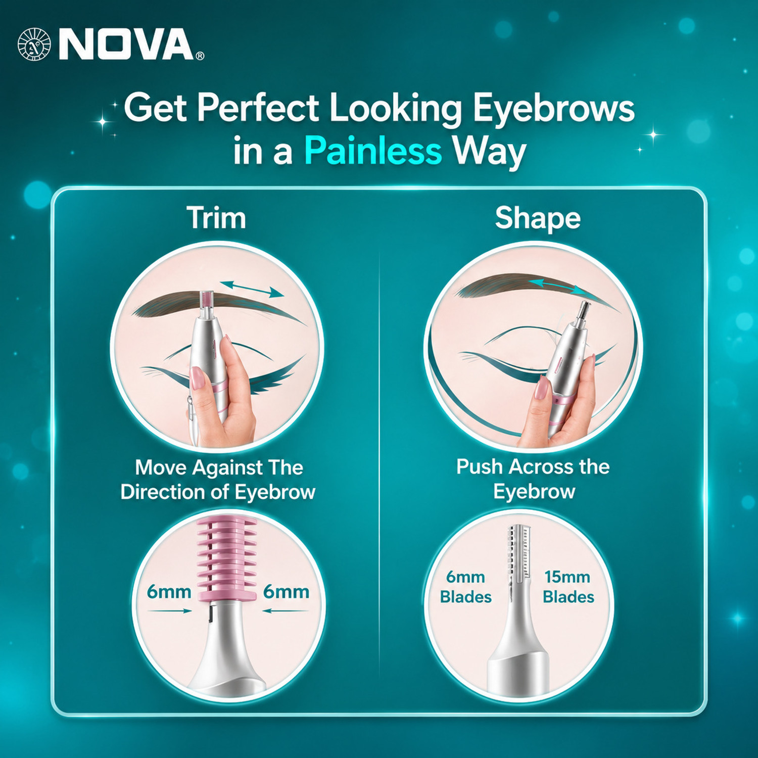 Image of NOVA NLS 536 Bikini ,Facial & Eyebrow hair remover Fully Waterproof Trimmer 45 min Runtime 1 Length Settings