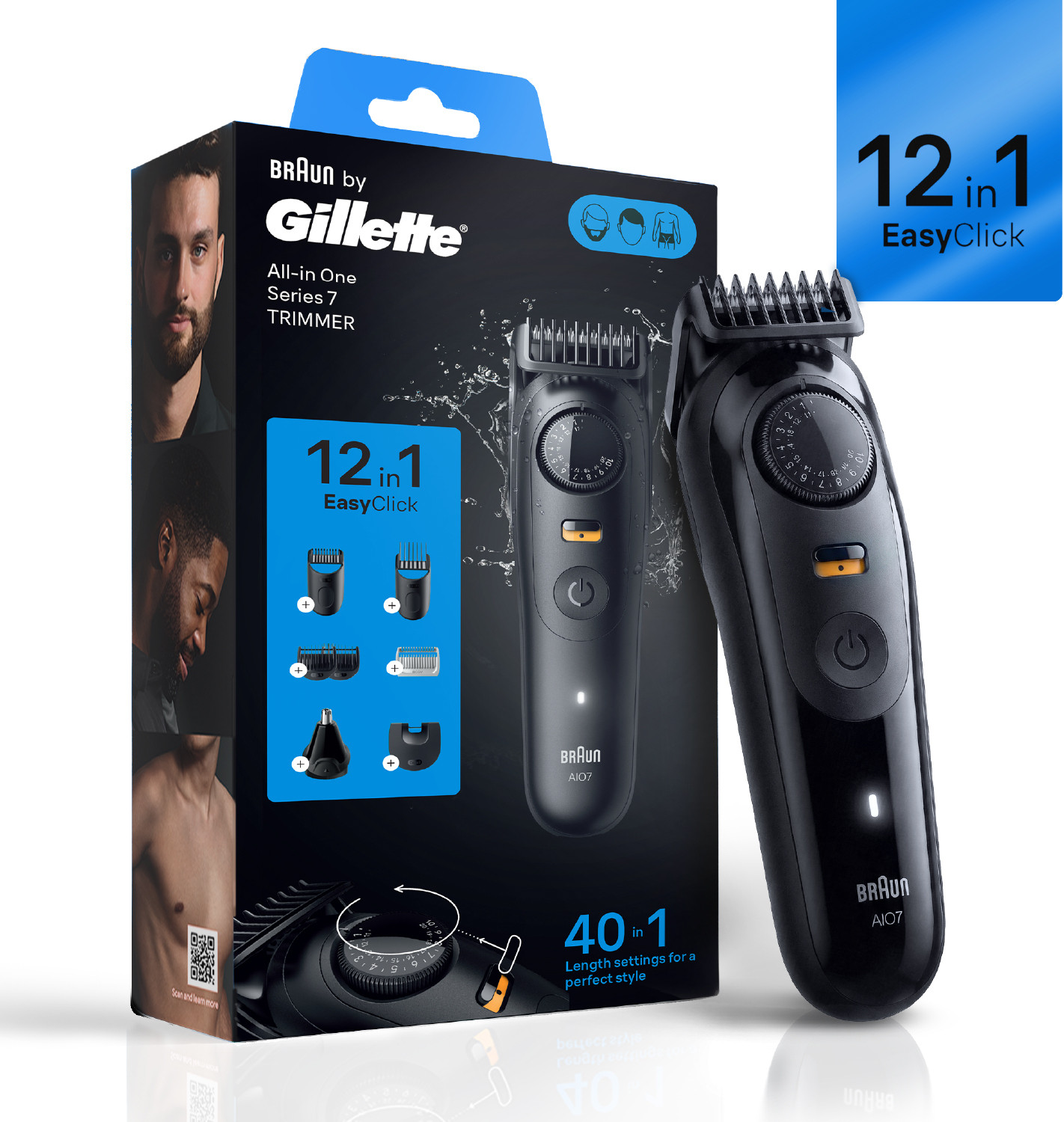 Image of Gillette AIO7 Trimmer 120 min Runtime 40 Length Settings