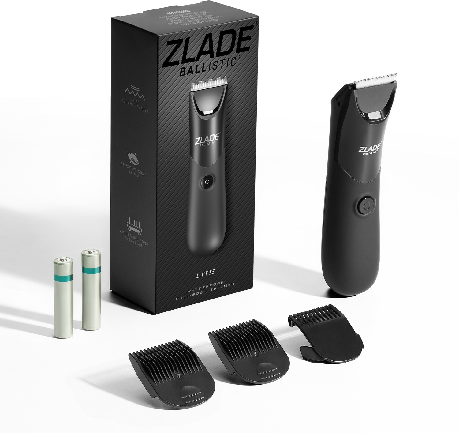 Image of Zlade Trimmer for Men | Beard, Body, Pubic Hair | AAA Cell Battery Fully Waterproof Body Groomer 120 min Runtime 4 Length Settings (Black)