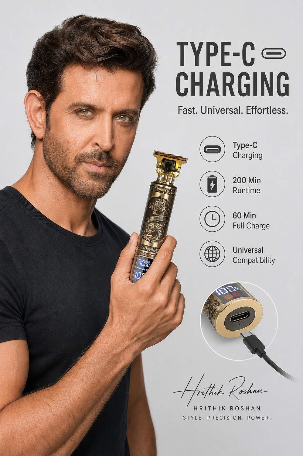 Image of VoltEdge Heavy Duty Metal Trimmer For Men Fully Waterproof Trimmer 200 min Runtime 5 Length Settings