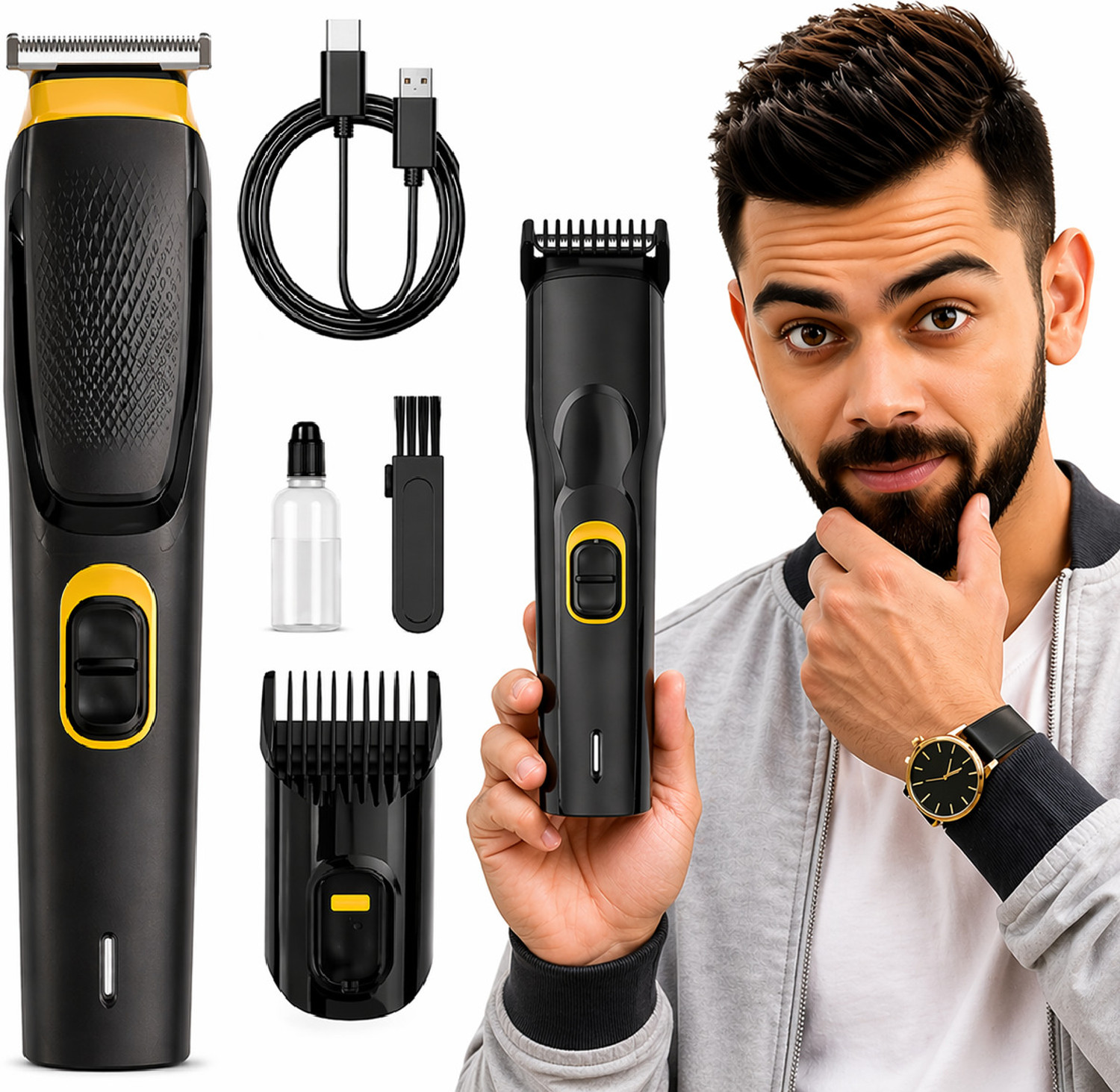 Image of RACCOON AT-509 for Men Beard Body and Pubic Hair Grooming Fully Waterproof Trimmer 90 min Runtime 11 Length Settings