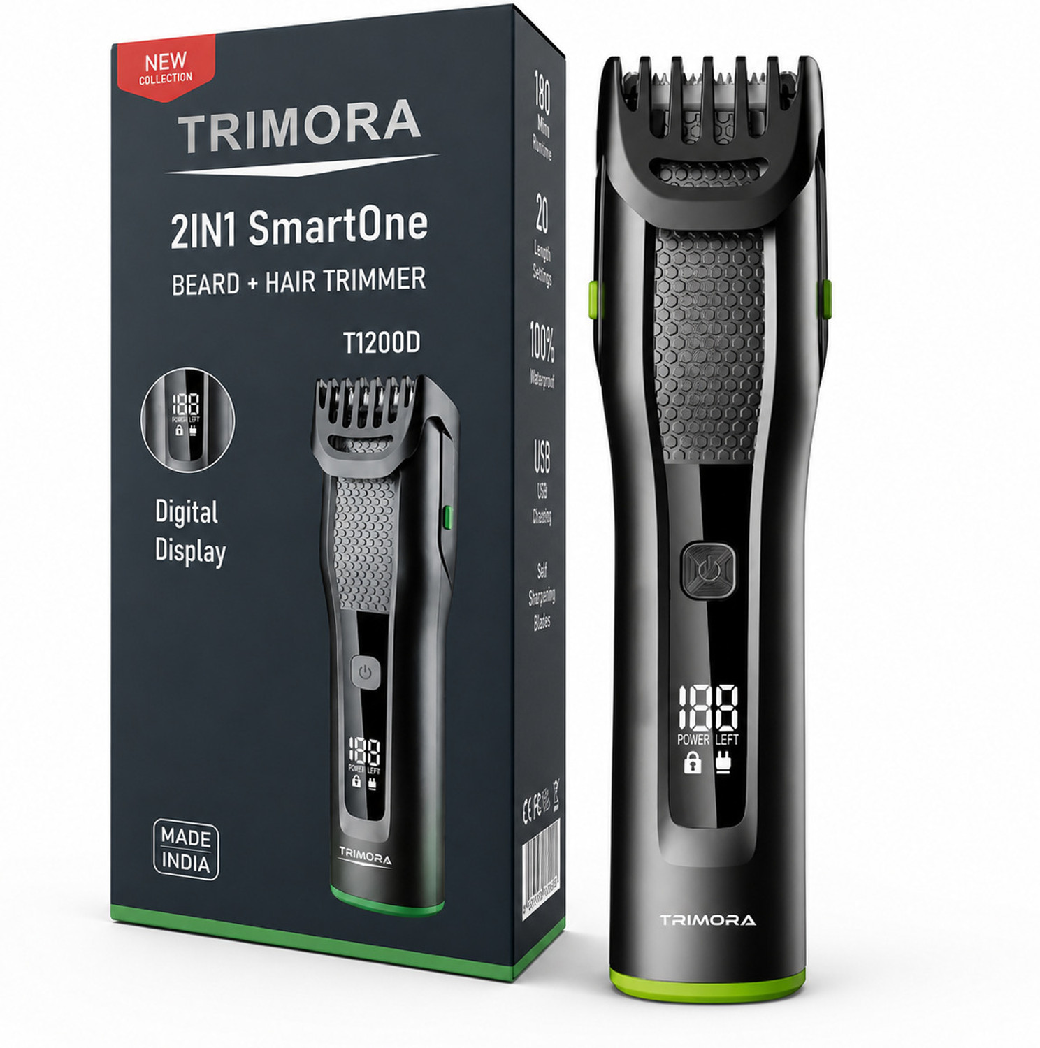 Image of TRIMORA 2IN1 SmartOne T1200D Fully Waterproof Trimmer 180 min Runtime 20 Length Settings