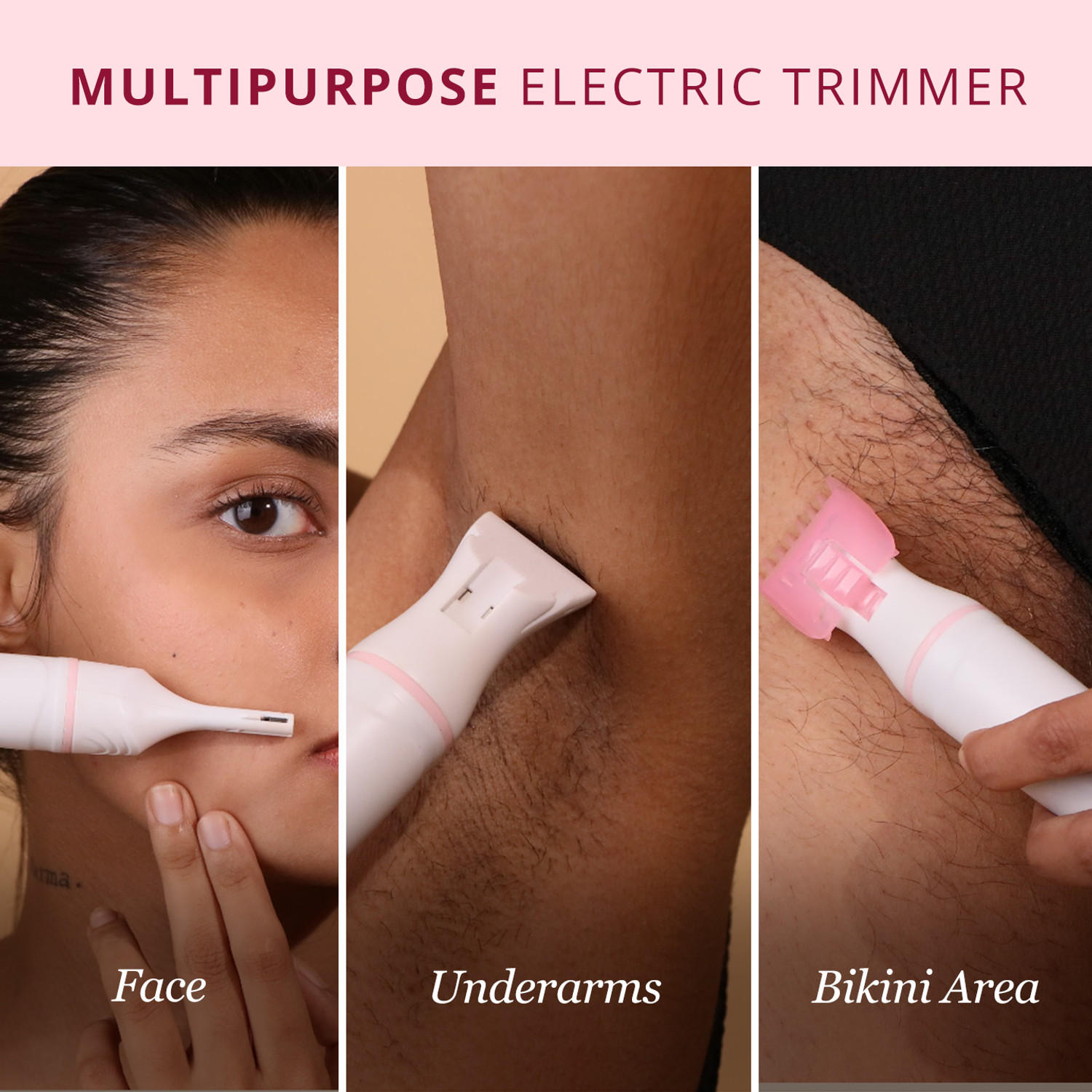 Image of Carmesi Multipurpose Electric Trimmer | Painless Grooming for Sensitive Areas Trimmer 60 min Runtime 2 Length Settings