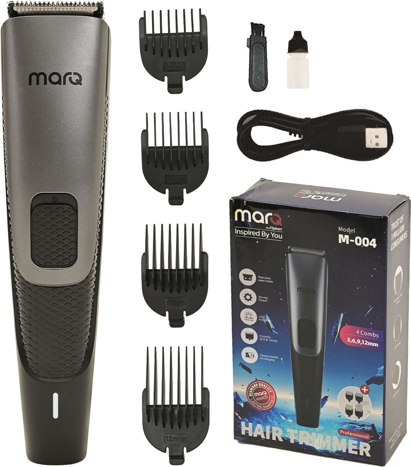 Image of MarQ by Flipkart M-004 Professional Hair Trimmer with 120 min Runtime Trimmer 120 min Runtime 4 Length Settings