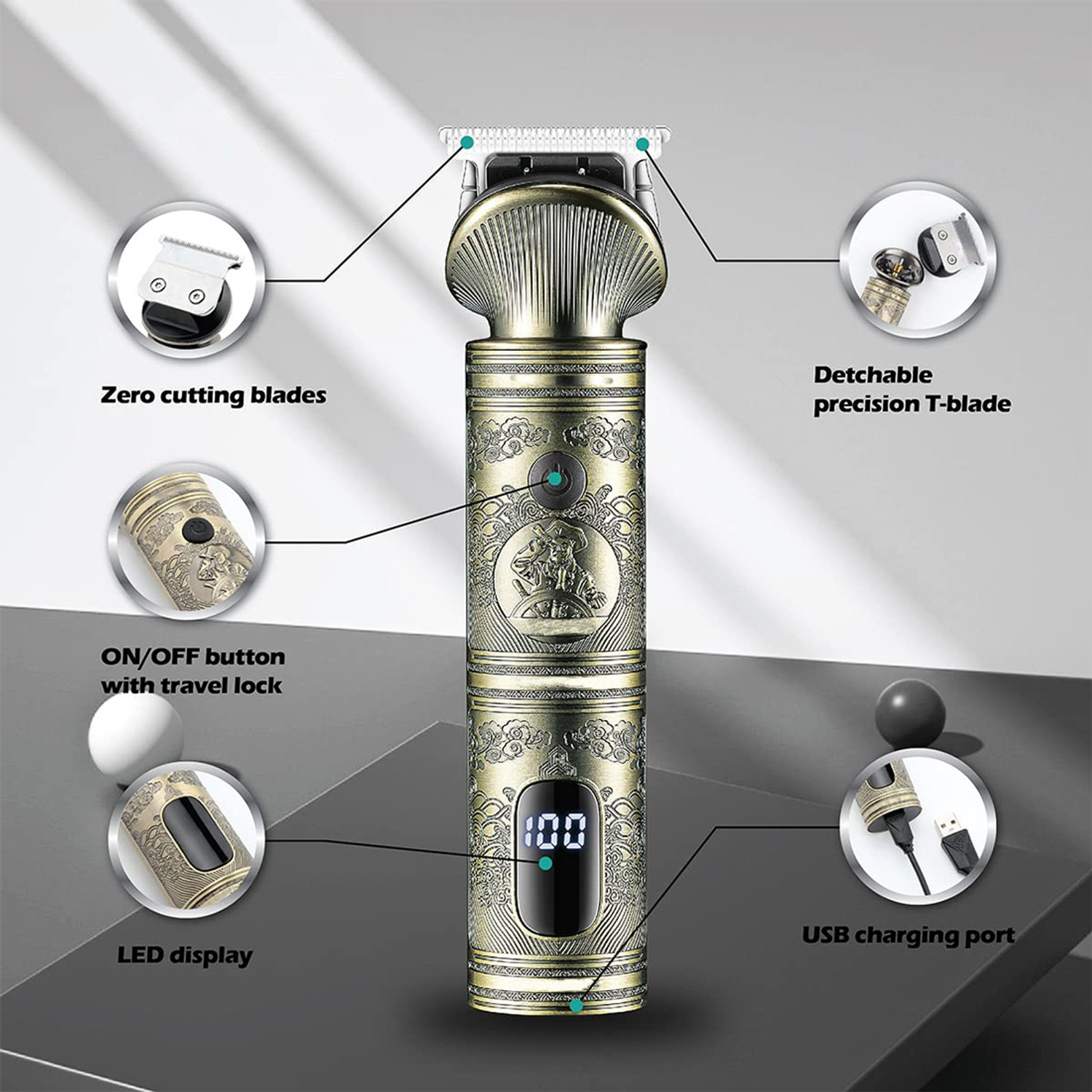 Image of VGRpro V 962 Professional Rechargeable cordless Pro Self Haircut Hair Clipper Type C Trimmer 200 min Runtime 4 Length Settings