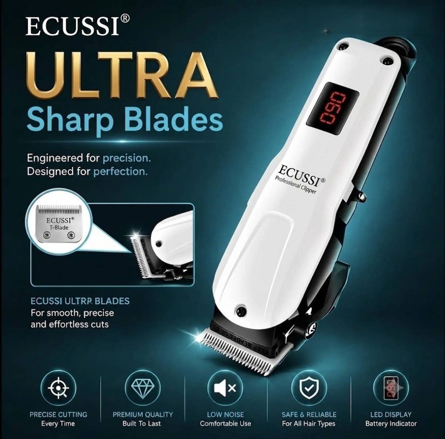 ECUSSI EC-809D Waterproof Trimmer 180 min - Image 3