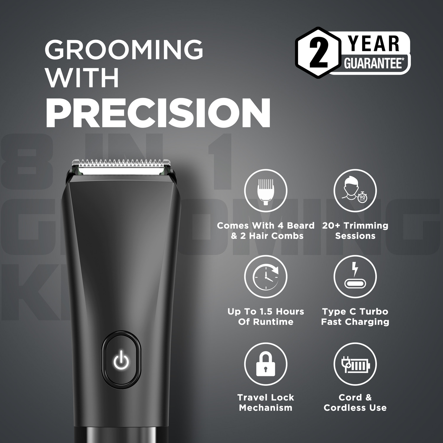 Image of HAVELLS 8 in 1 Grooming Kit Grooming Kit 90 min Runtime 1 Length Settings