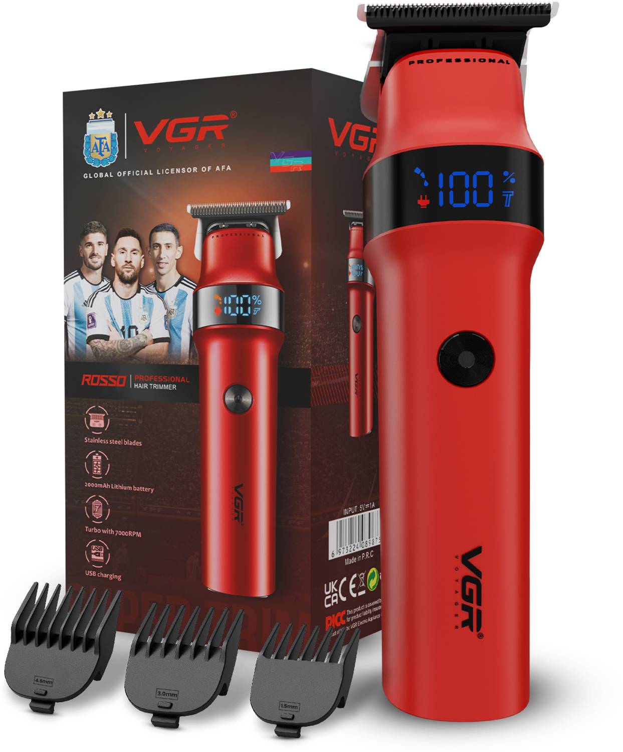 VGR Rosso Professional Trimmer 400 min Runtime - Image 1