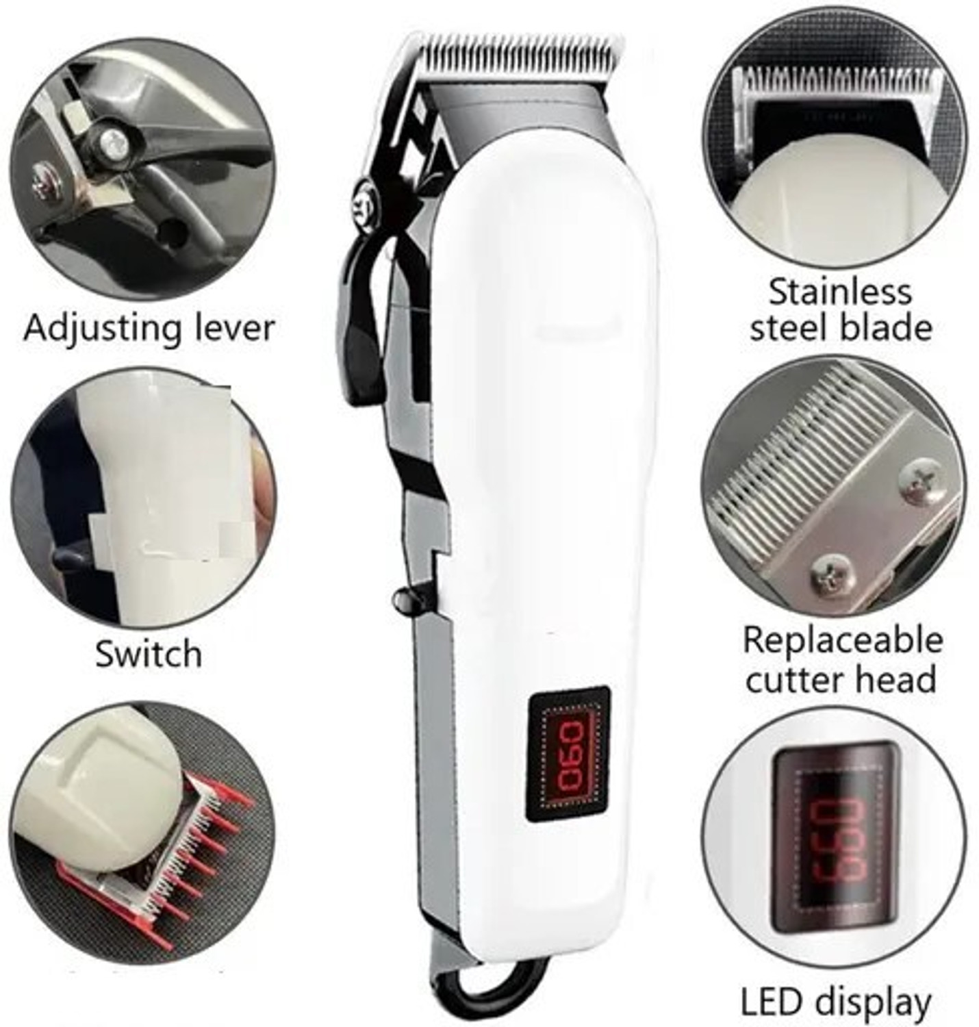 Image of KEMMIE 809a k.m Professional Hair.Clipper with LED Display Trimmer 240 min Runtime 4 Length Settings