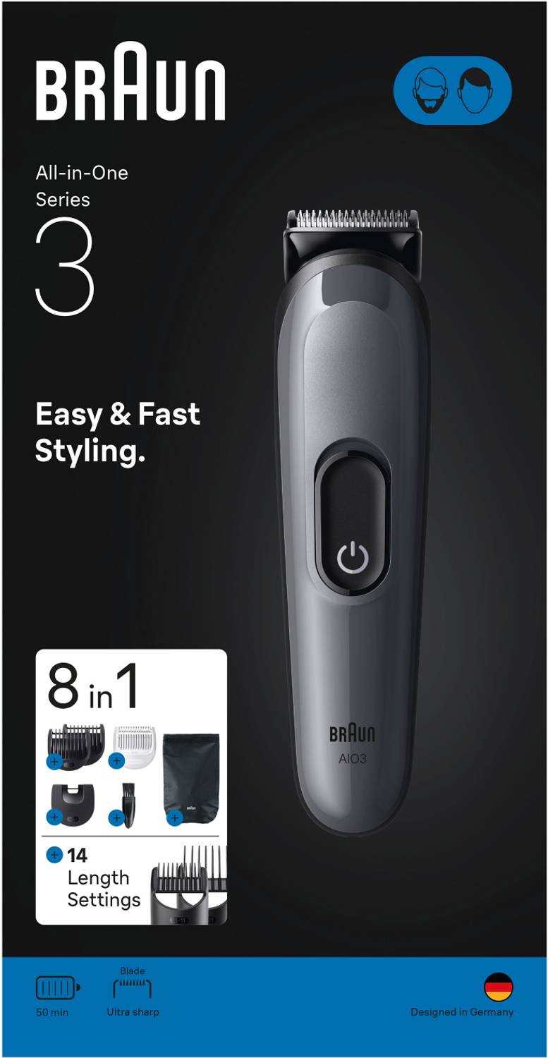 Braun Series 3 All-in-one Grooming Kit Grooming Kit 50 min  Runtime 1 Length Settings