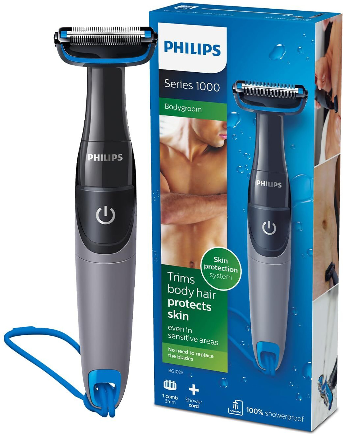 Image of PHILIPS BG1025 /15 Showerproof Battery Powered Body Groomer Body Groomer 60 min Runtime 1 Length Settings