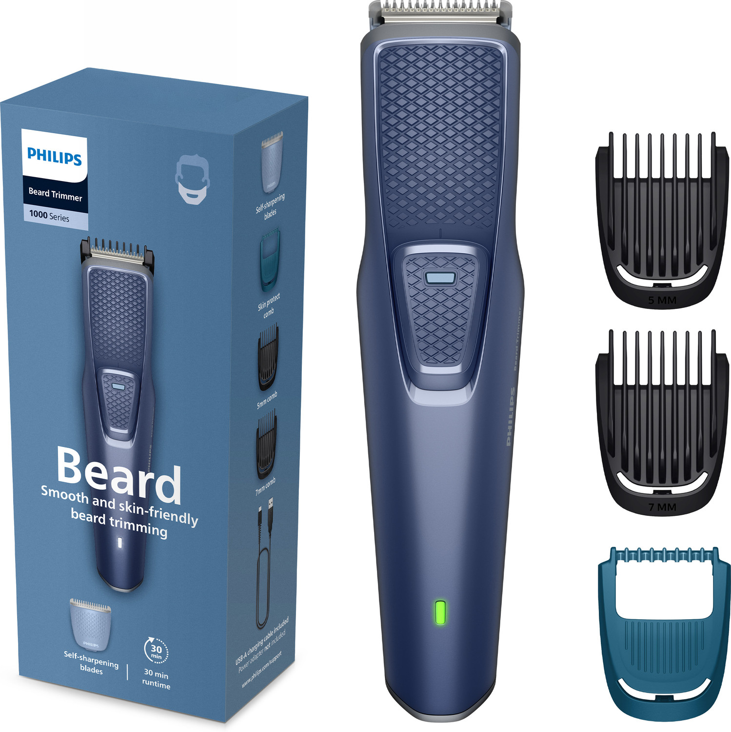 Image of PHILIPS BT1245 /18 Trimmer 30 min Runtime 3 Length Settings (Blue)