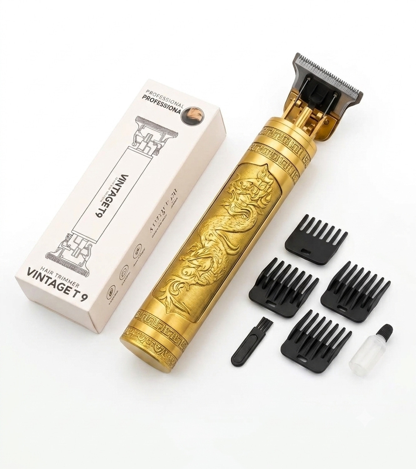 Image of trimmercare VINTAGE T9 Buddha Style Gold Plated Professional Men's Trimmer ( Trimmer 120 min Runtime 15 Length Settings