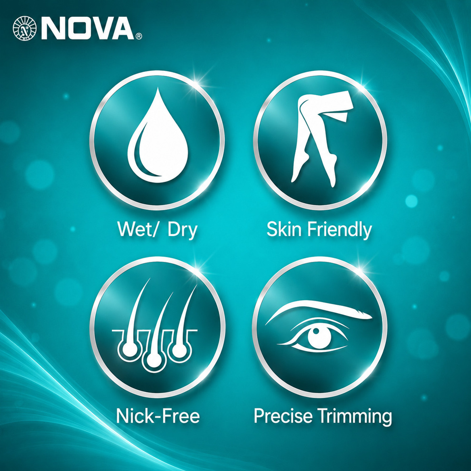 Image of NOVA NLS 536 Bikini ,Facial & Eyebrow hair remover Fully Waterproof Trimmer 45 min Runtime 1 Length Settings
