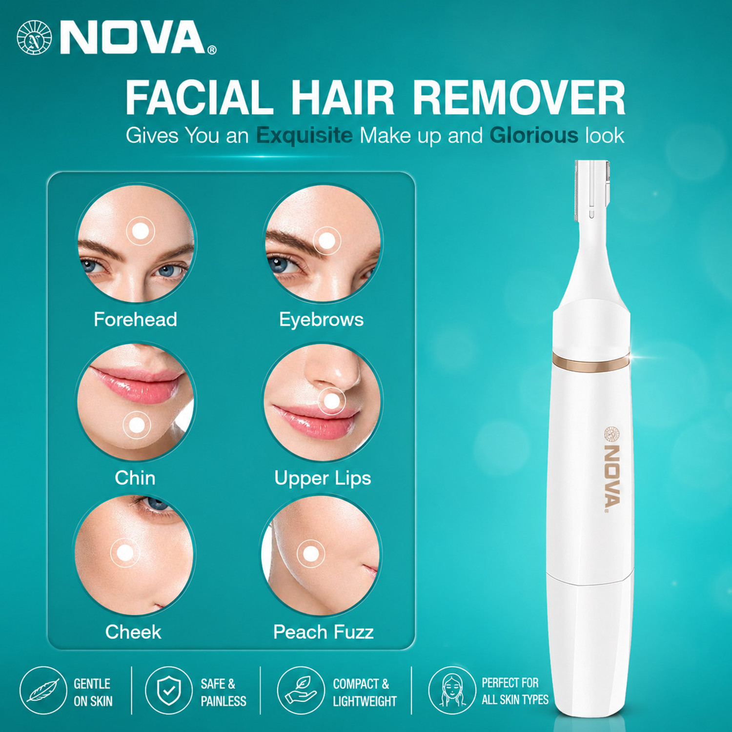 Image of NOVA NLS 538 /05 Facial, Bikini line & Eyebrow Hair remover Trimmer 60 min Runtime 3 Length Settings