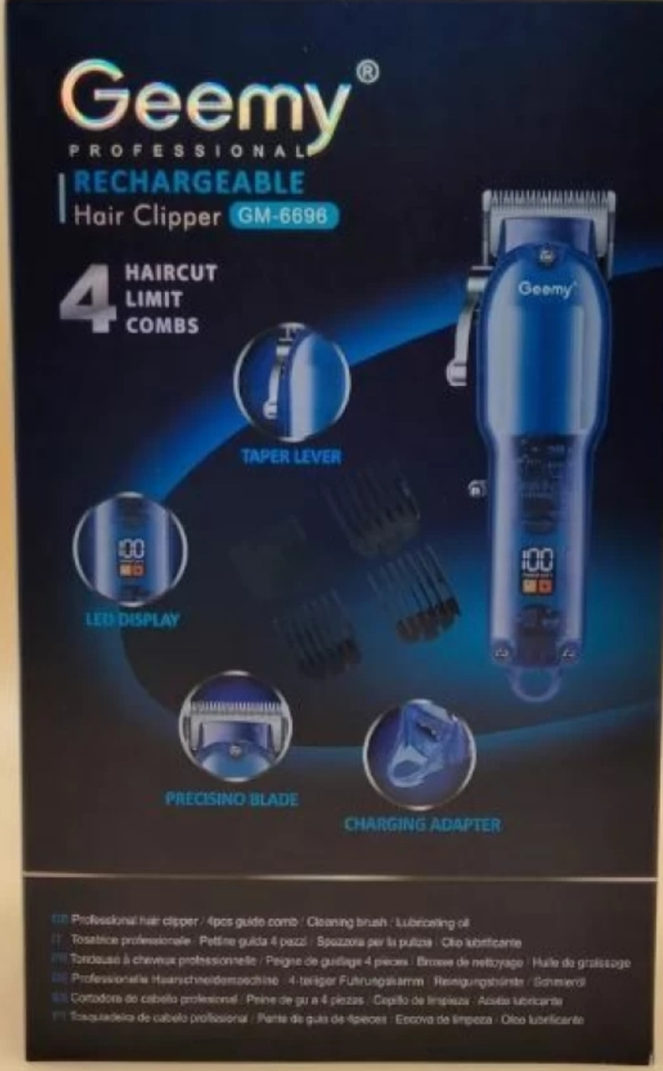 Image of Geemy Professional hair clipper gm 6696 LED display indigreter Trimmer 120 min Runtime 8 Length Settings